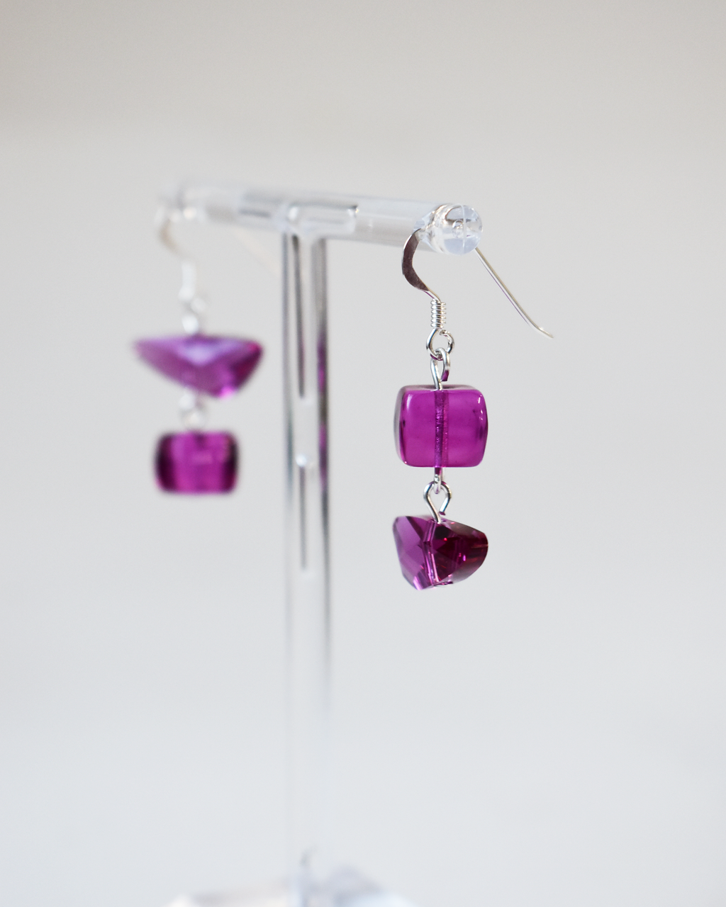 Vibrant Pink Crystal Drop Earrings