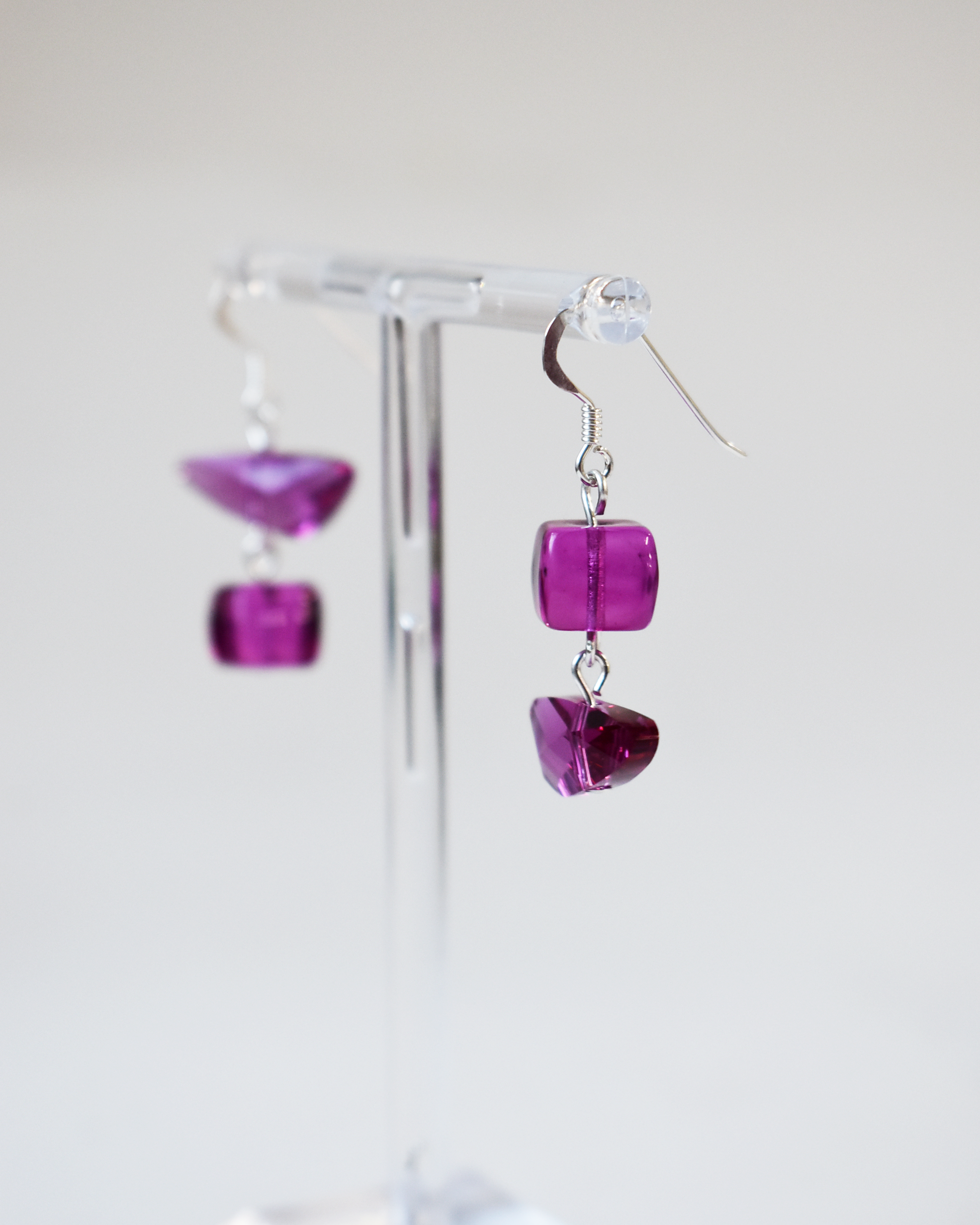Vibrant Pink Crystal Drop Earrings