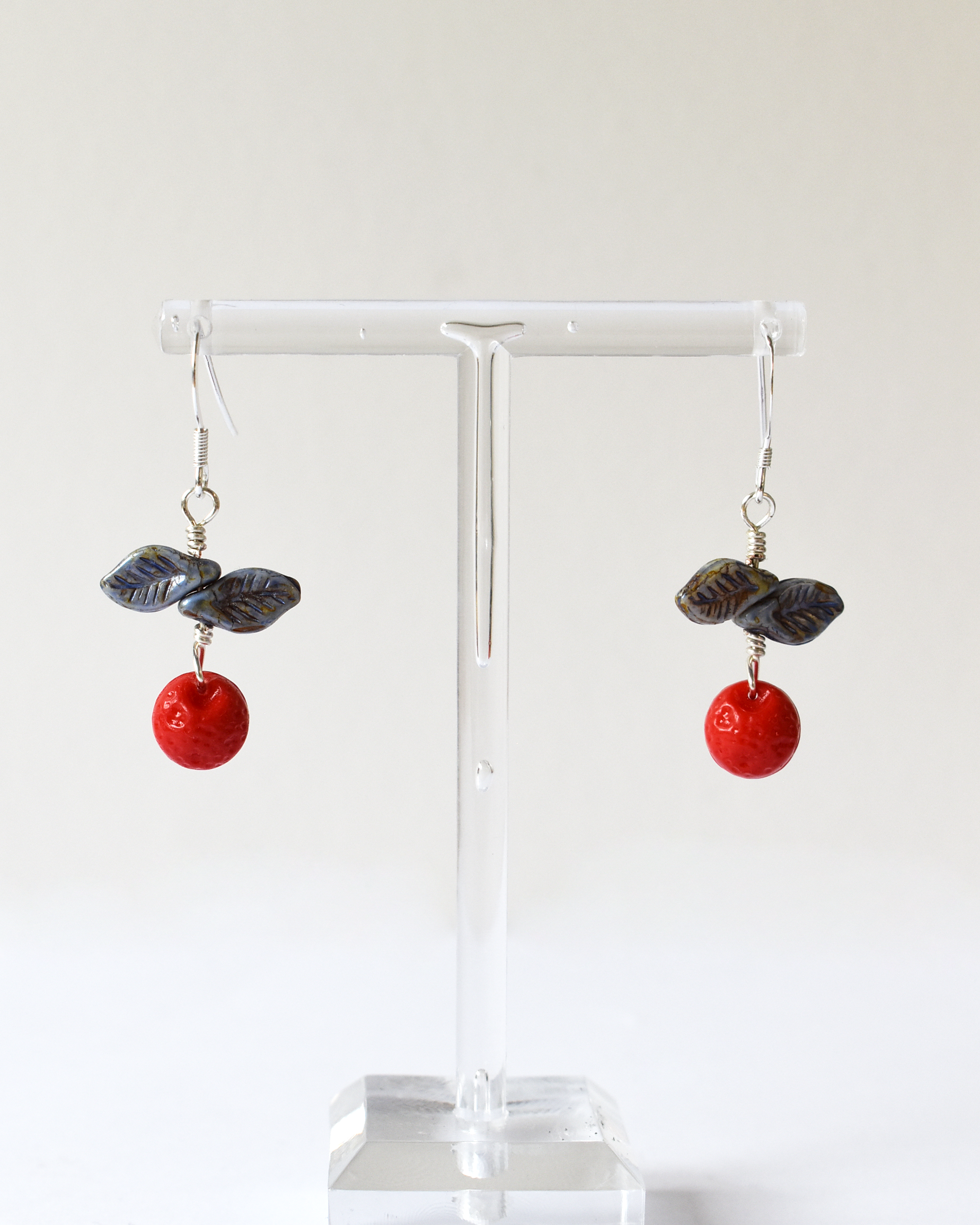 'Blood Oranges' Pressed Glass Hook Earrings