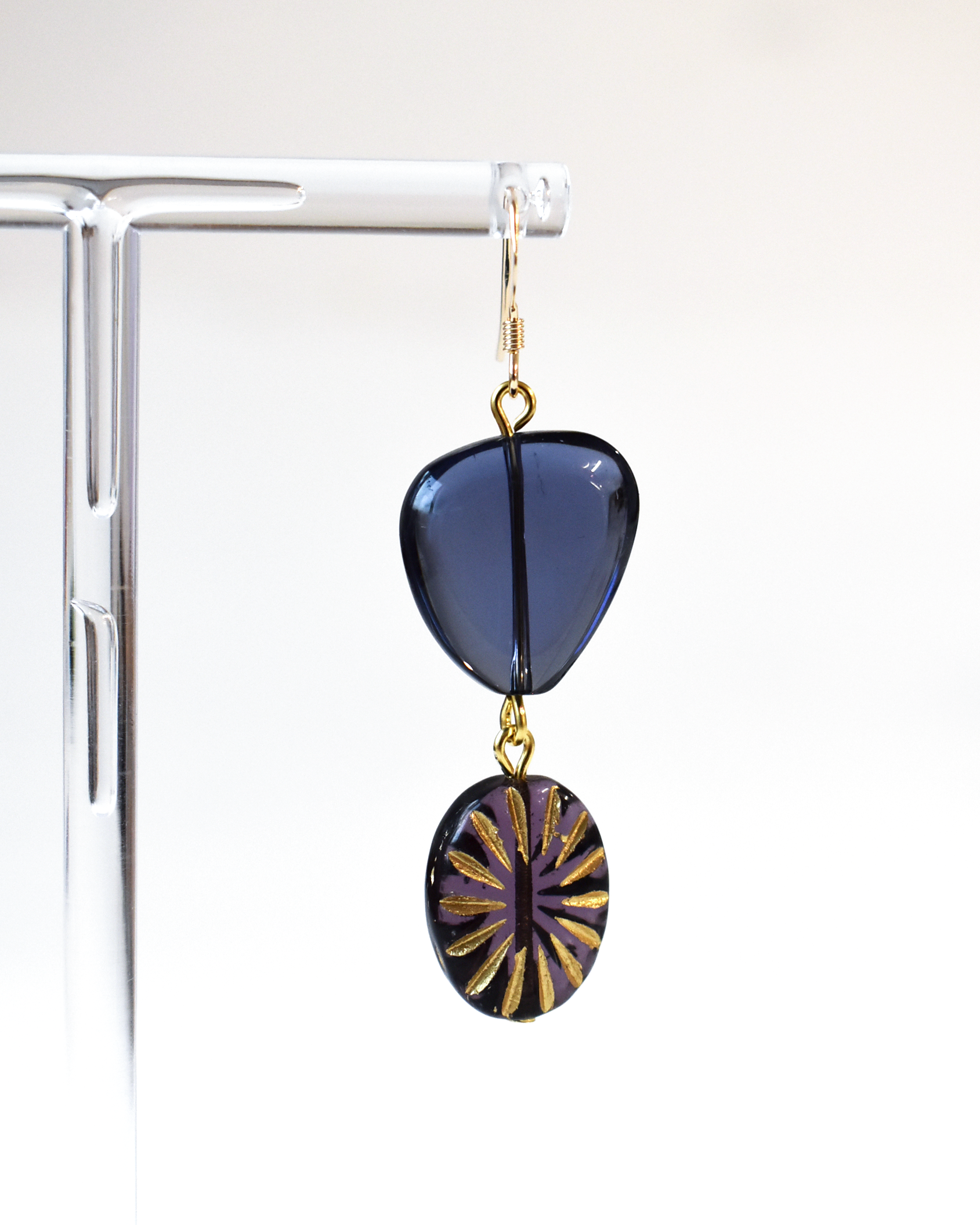 Purple Glass Bead Sunburst Earrings