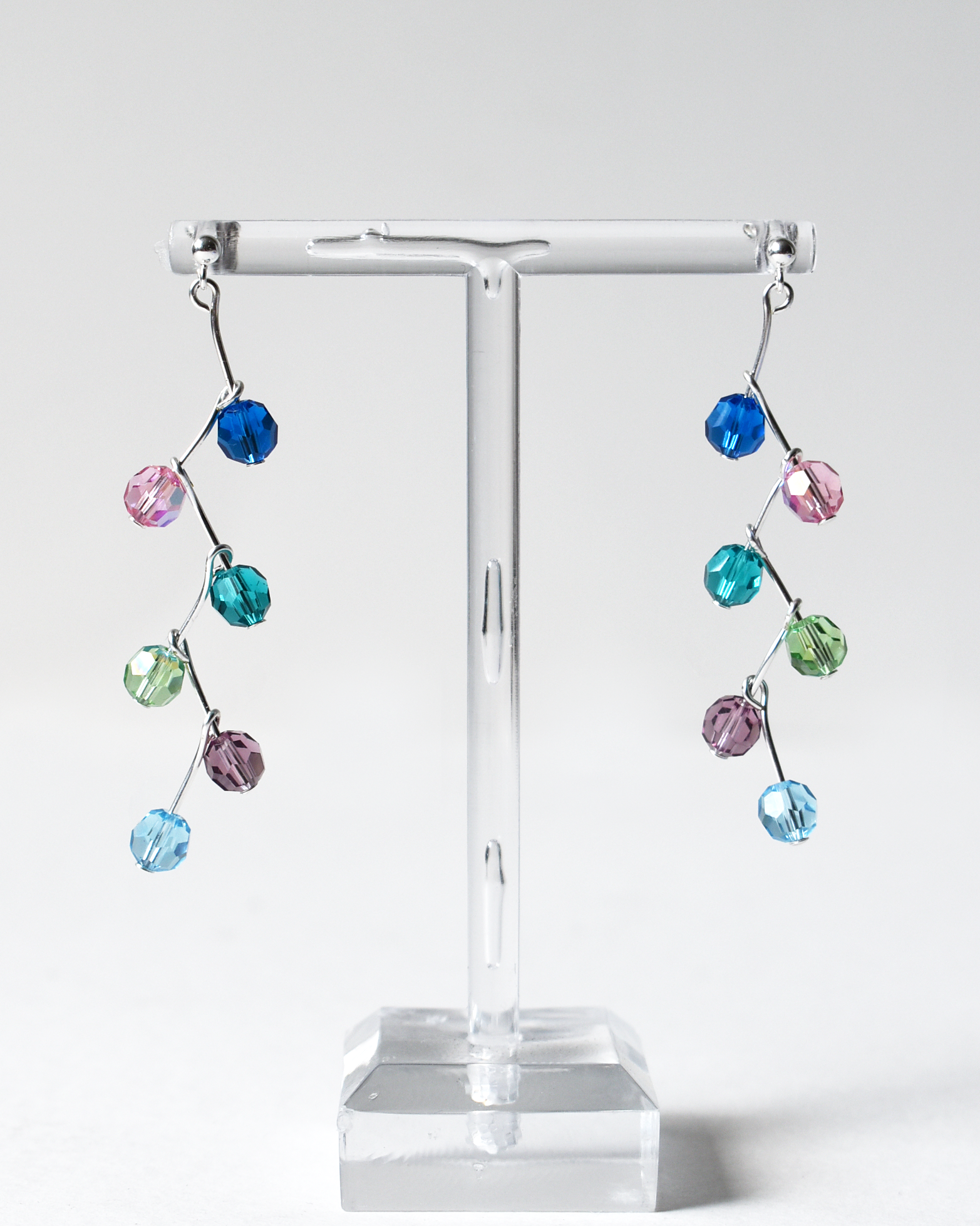 Multicoloured Crystal Pin Drop Earrings