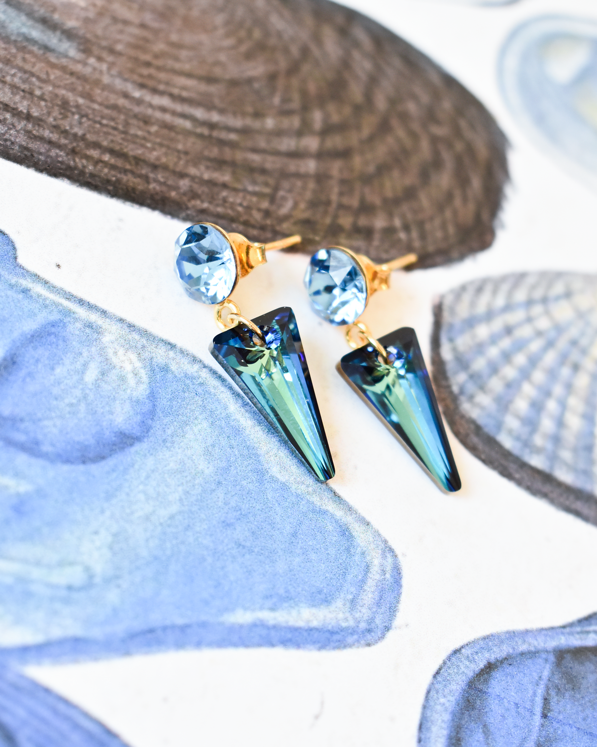 'Bermuda Blue' Spike Crystal Earrings