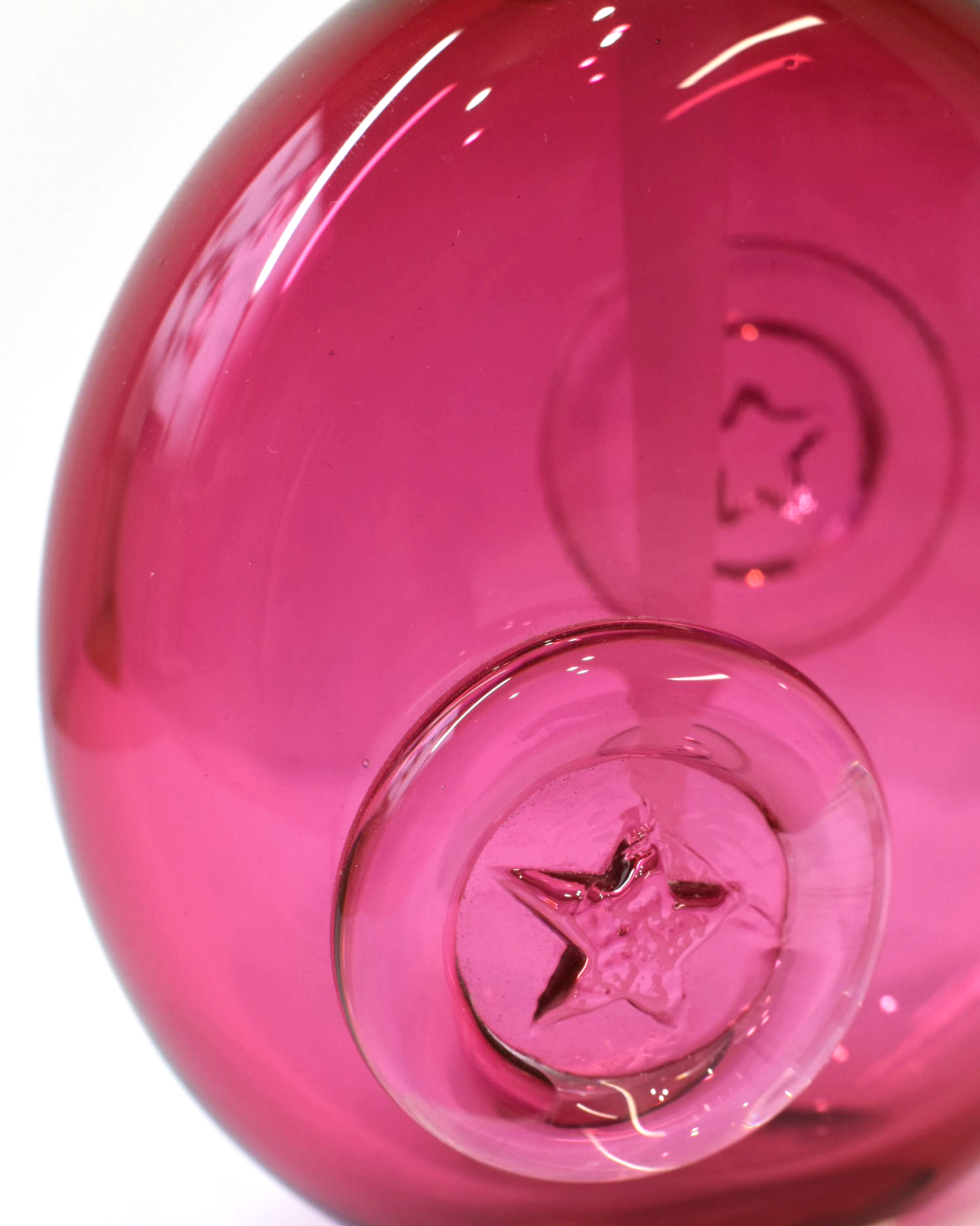 Cranberry Star Blown Perfume Bottle