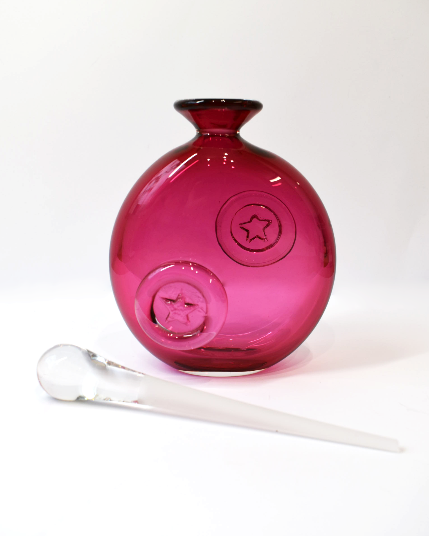 Cranberry Star Blown Perfume Bottle