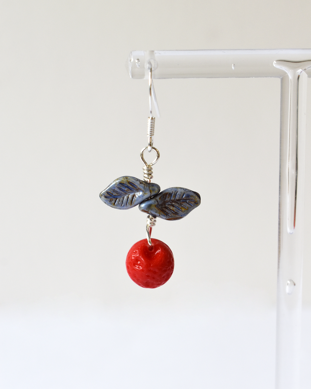 'Blood Oranges' Pressed Glass Hook Earrings