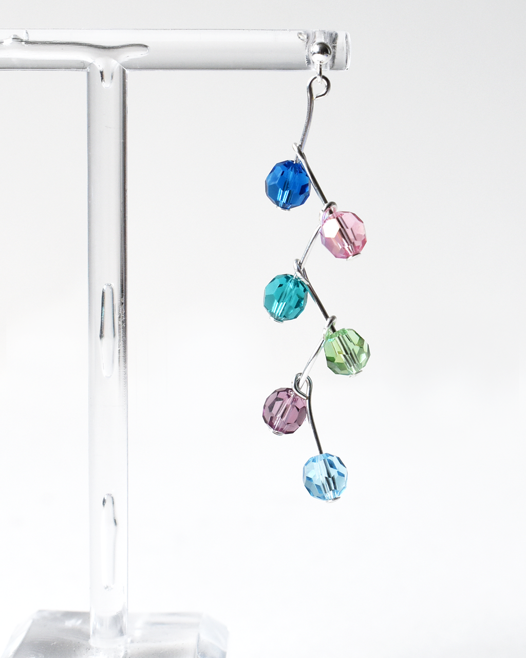 Multicoloured Crystal Pin Drop Earrings