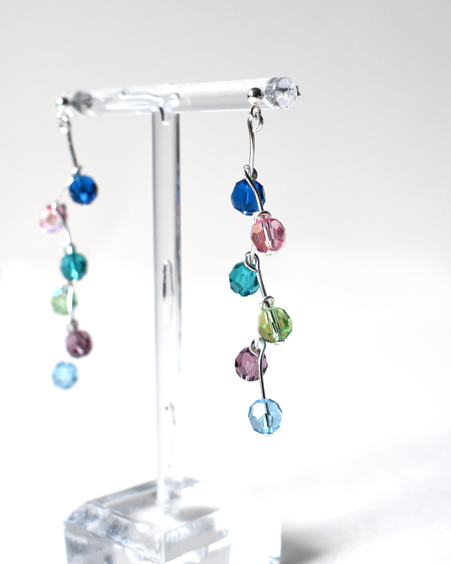 Multicoloured Crystal Pin Drop Earrings