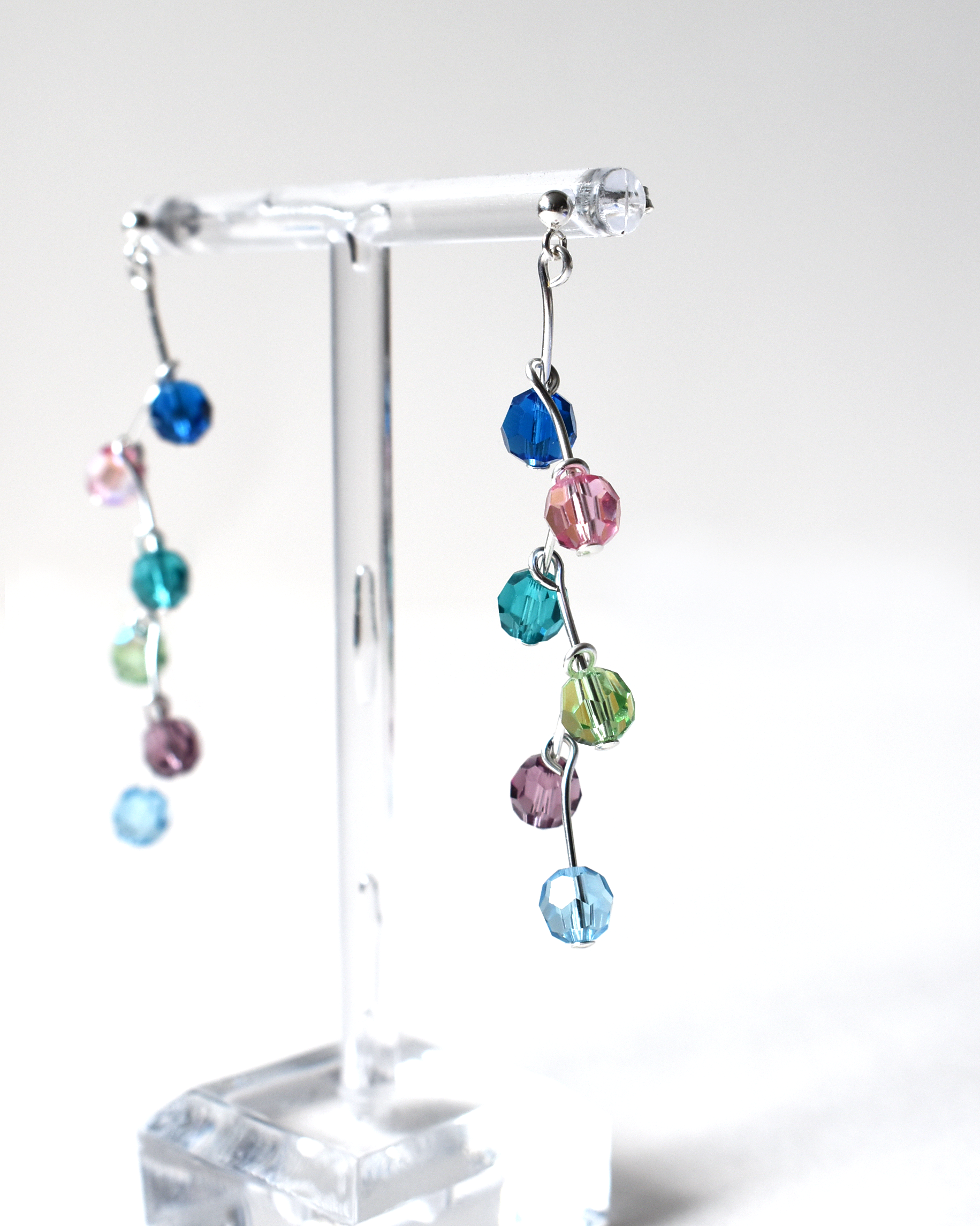 Multicoloured Crystal Pin Drop Earrings
