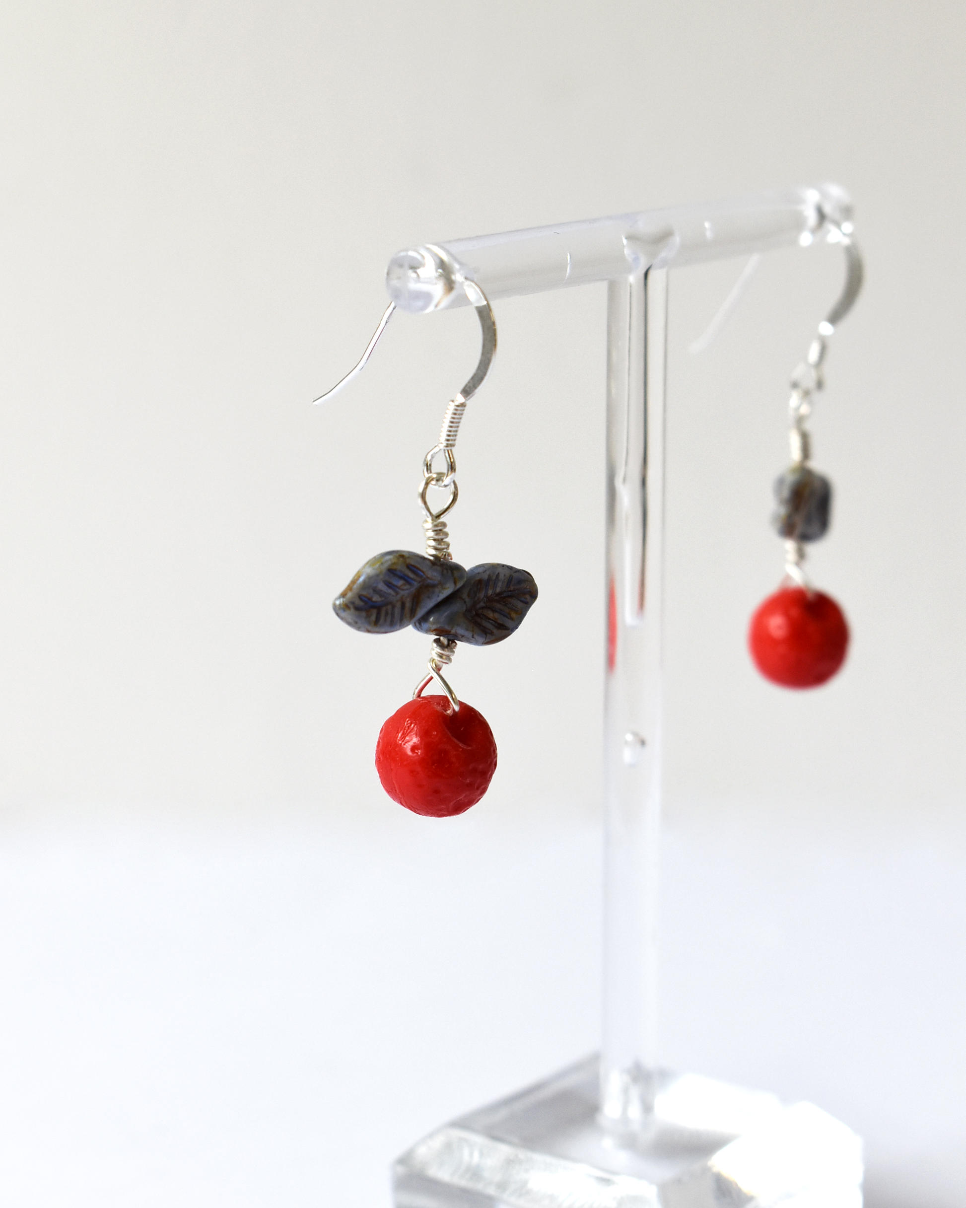 'Blood Oranges' Pressed Glass Hook Earrings