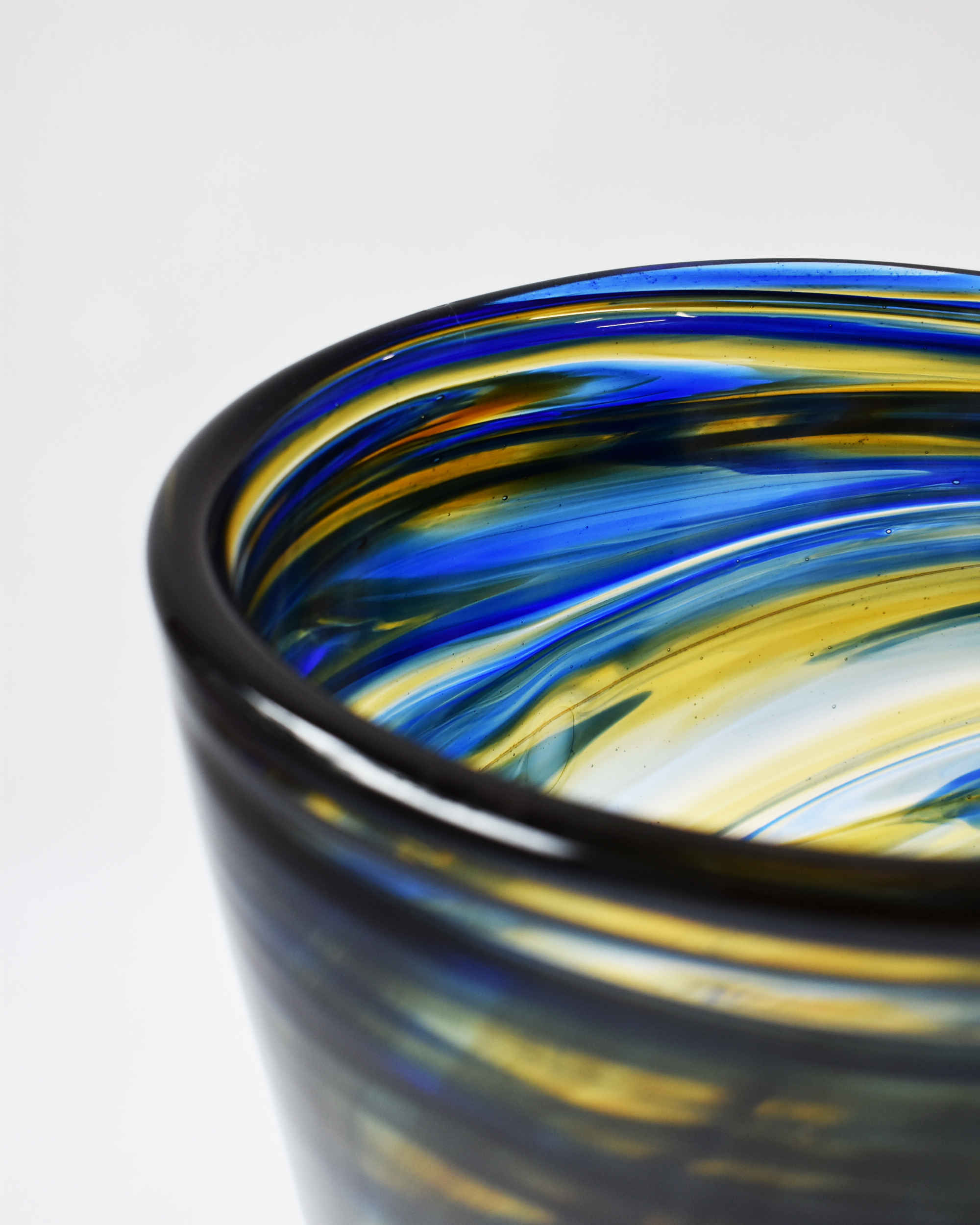 Stormy Blue Blown Glass Bucket Vase