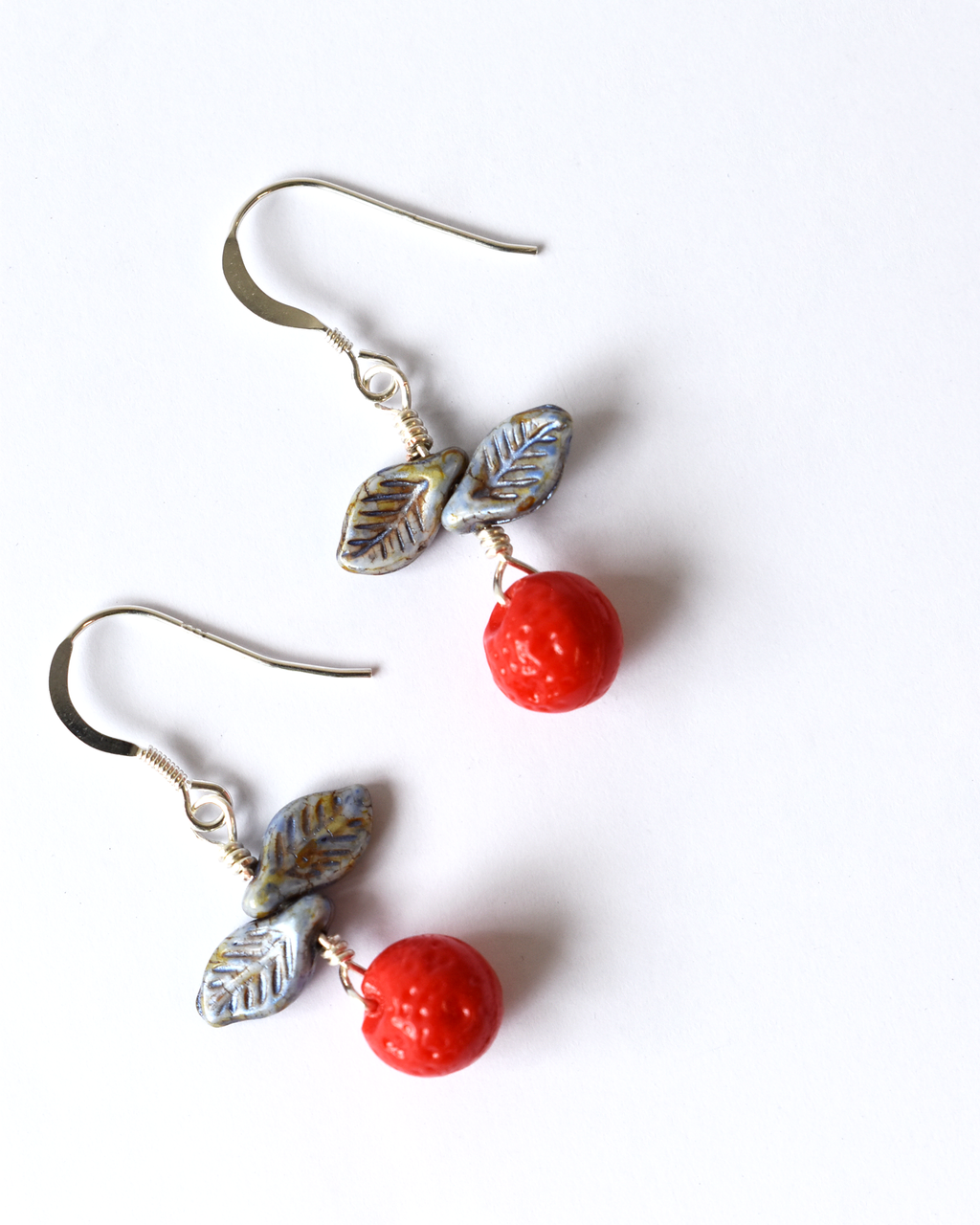 'Blood Oranges' Pressed Glass Hook Earrings