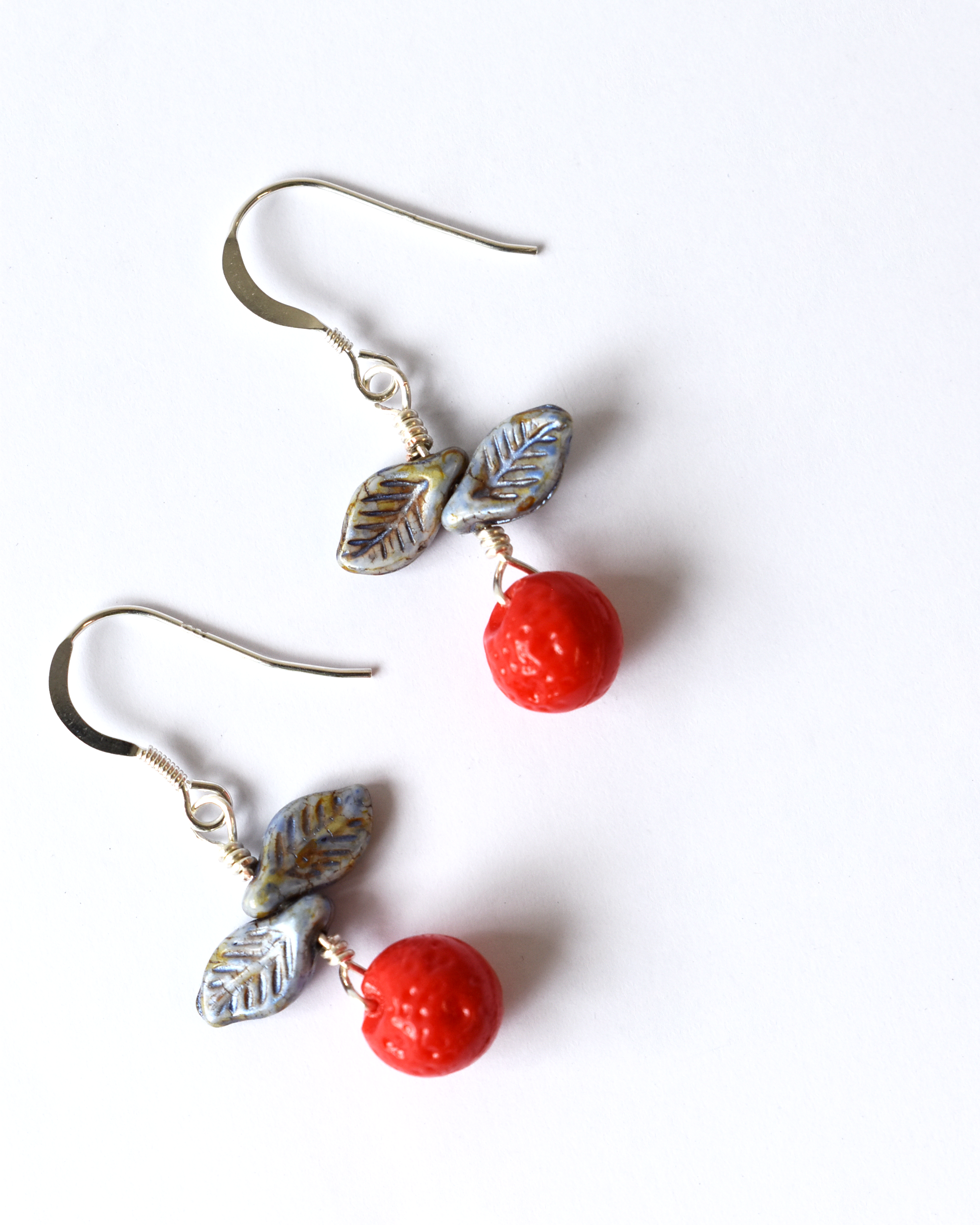 'Blood Oranges' Pressed Glass Hook Earrings