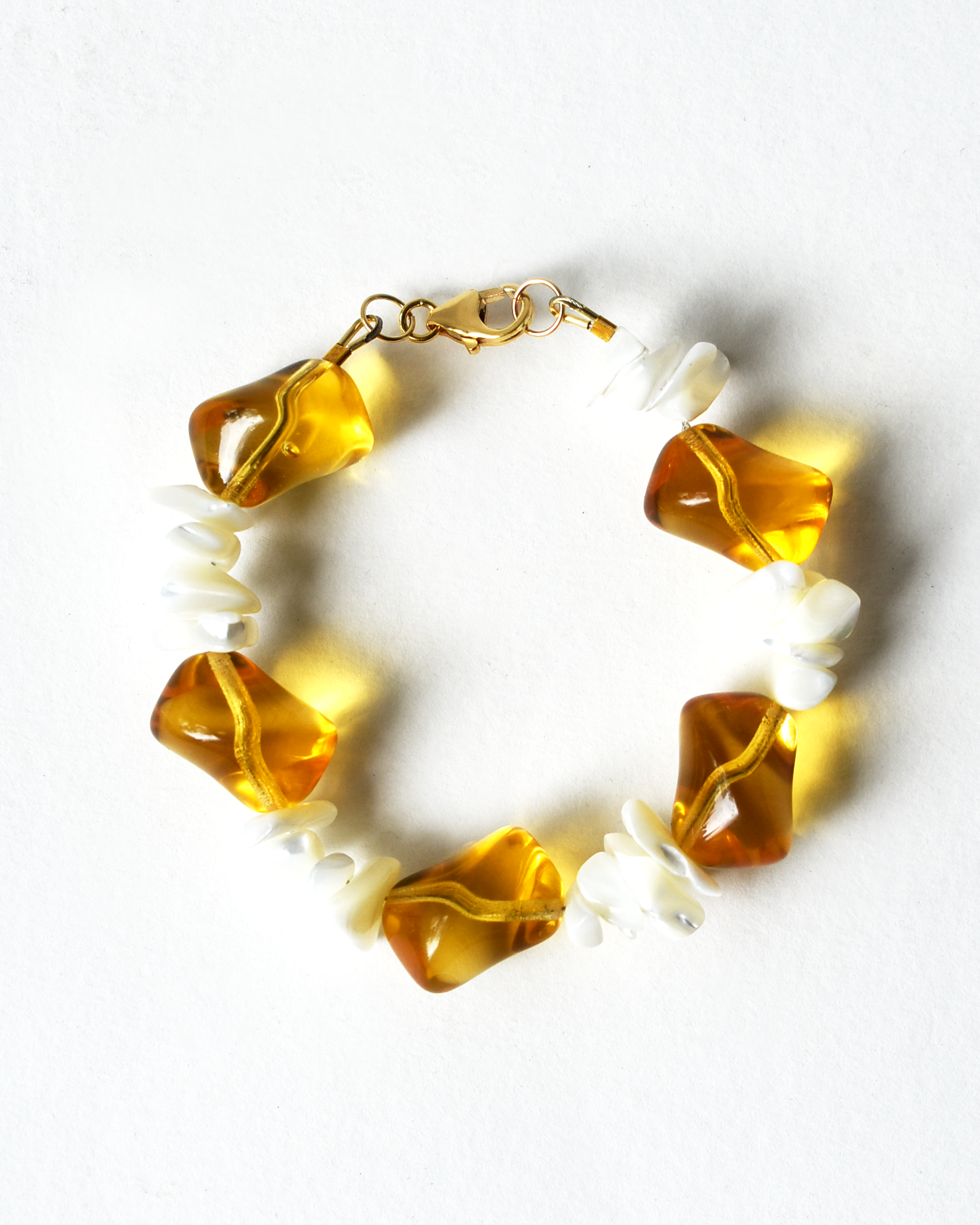 Mother of Pearl Amber Bobble Bracelet