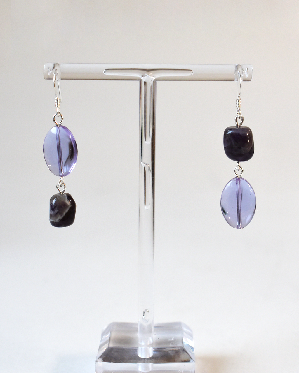 Lilac & Amethyst Cube Bead Earrings