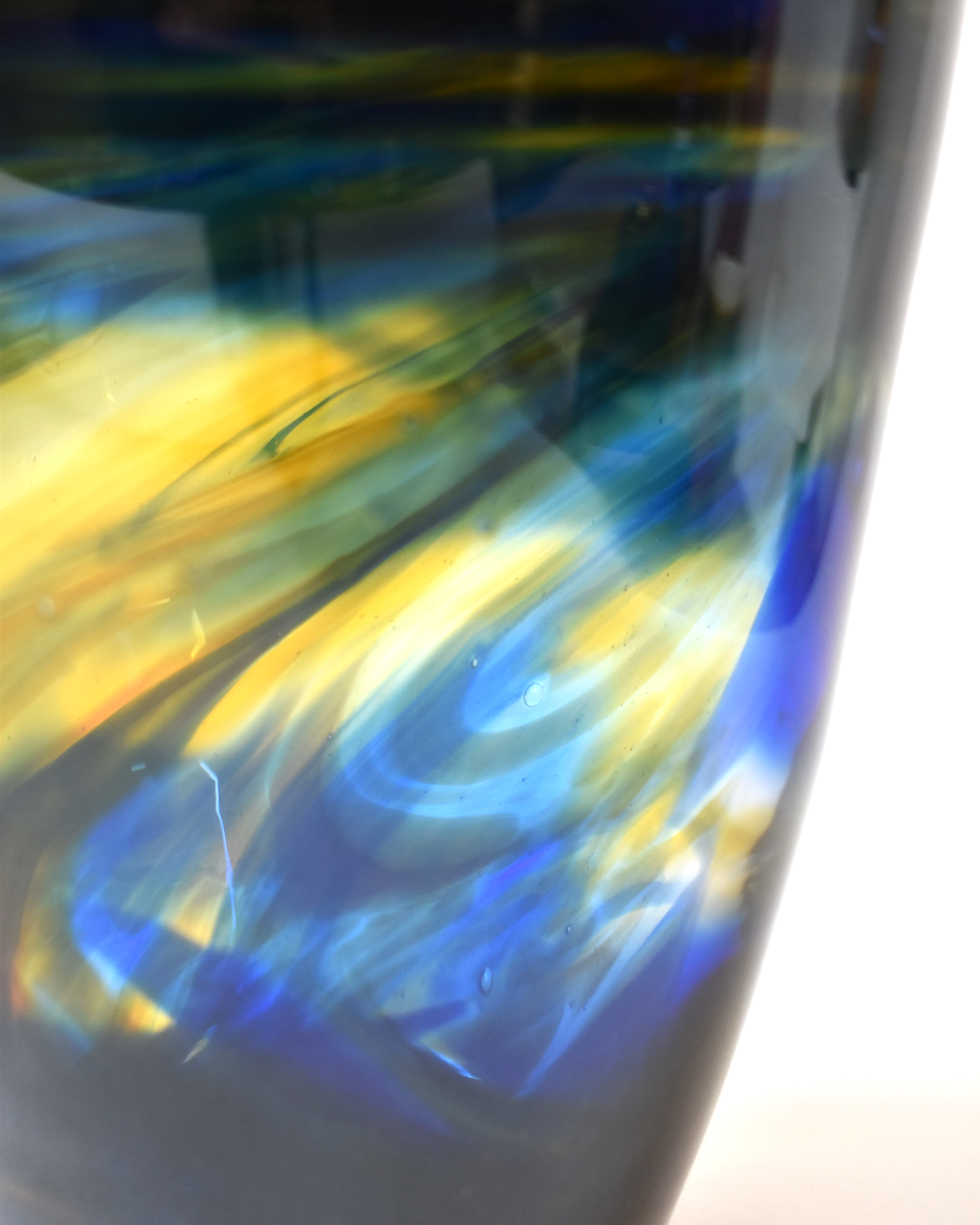 Stormy Blue Blown Glass Bucket Vase