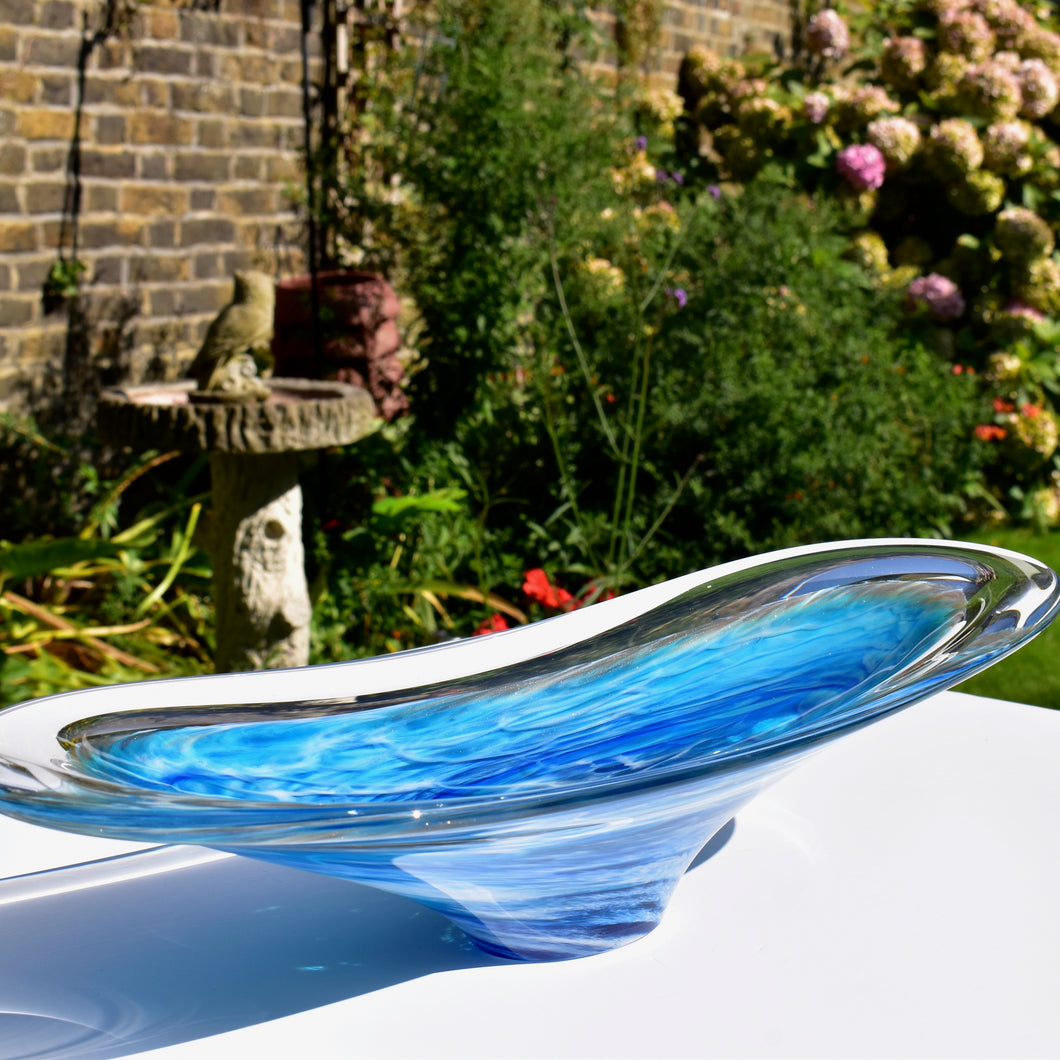Sea Blue Oval Glass Plate