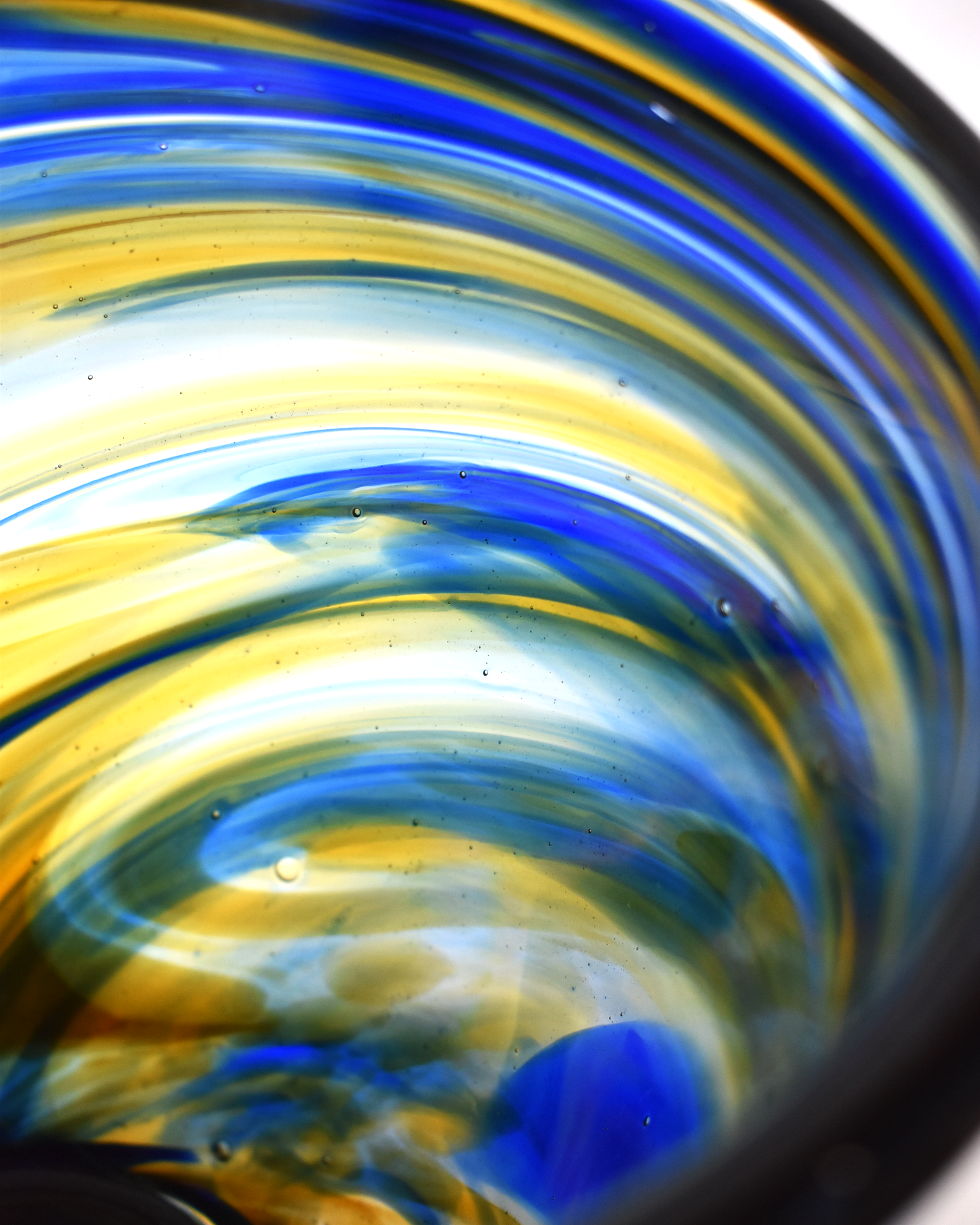 Stormy Blue Blown Glass Bucket Vase