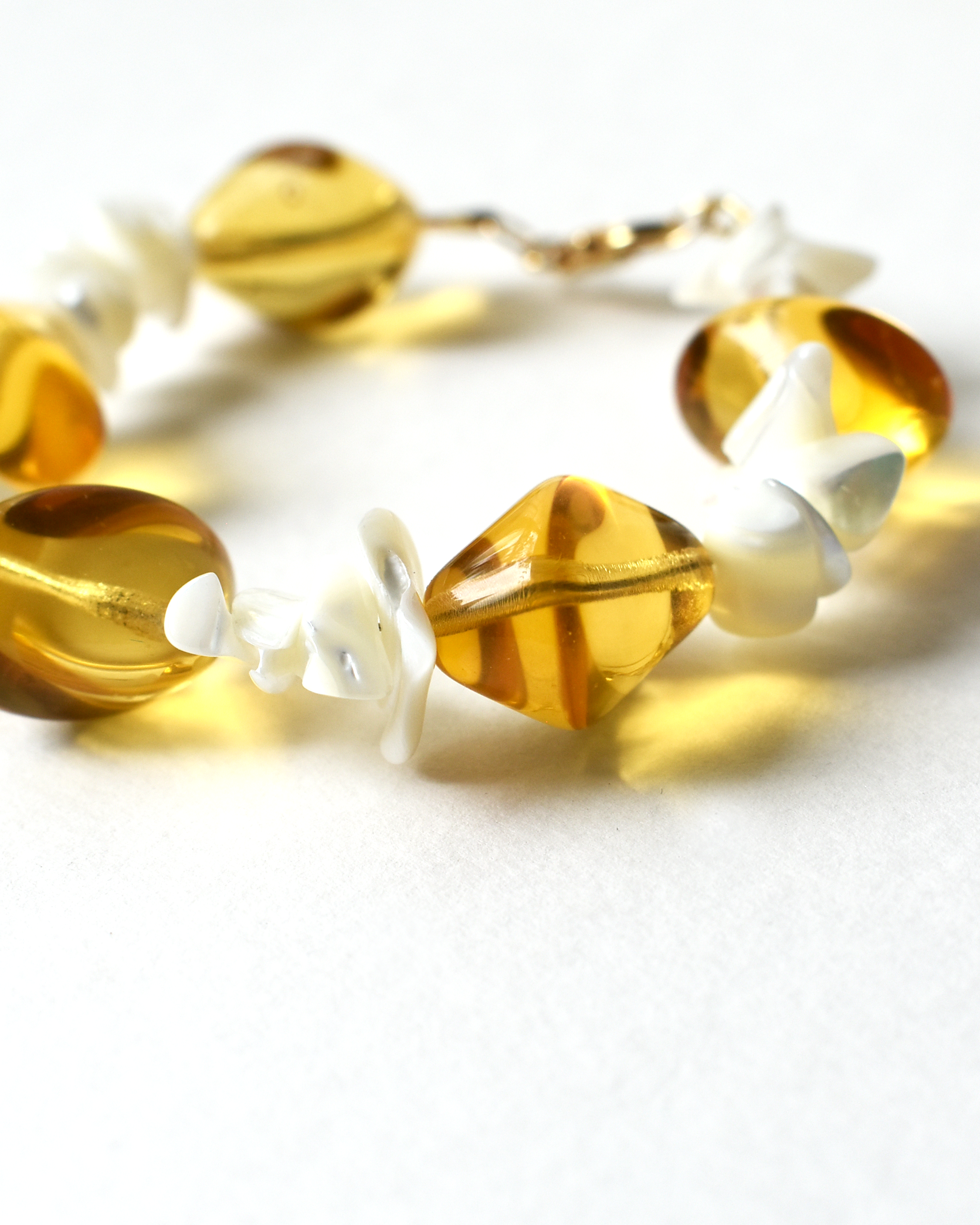 Mother of Pearl Amber Bobble Bracelet