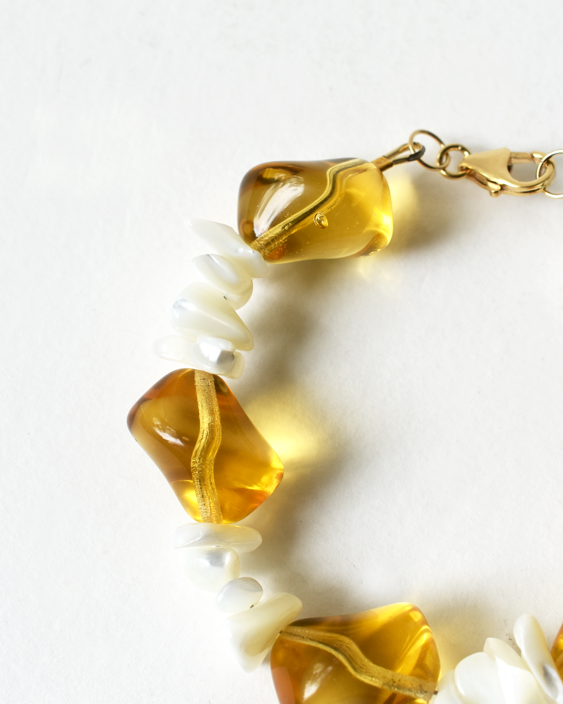 Mother of Pearl Amber Bobble Bracelet