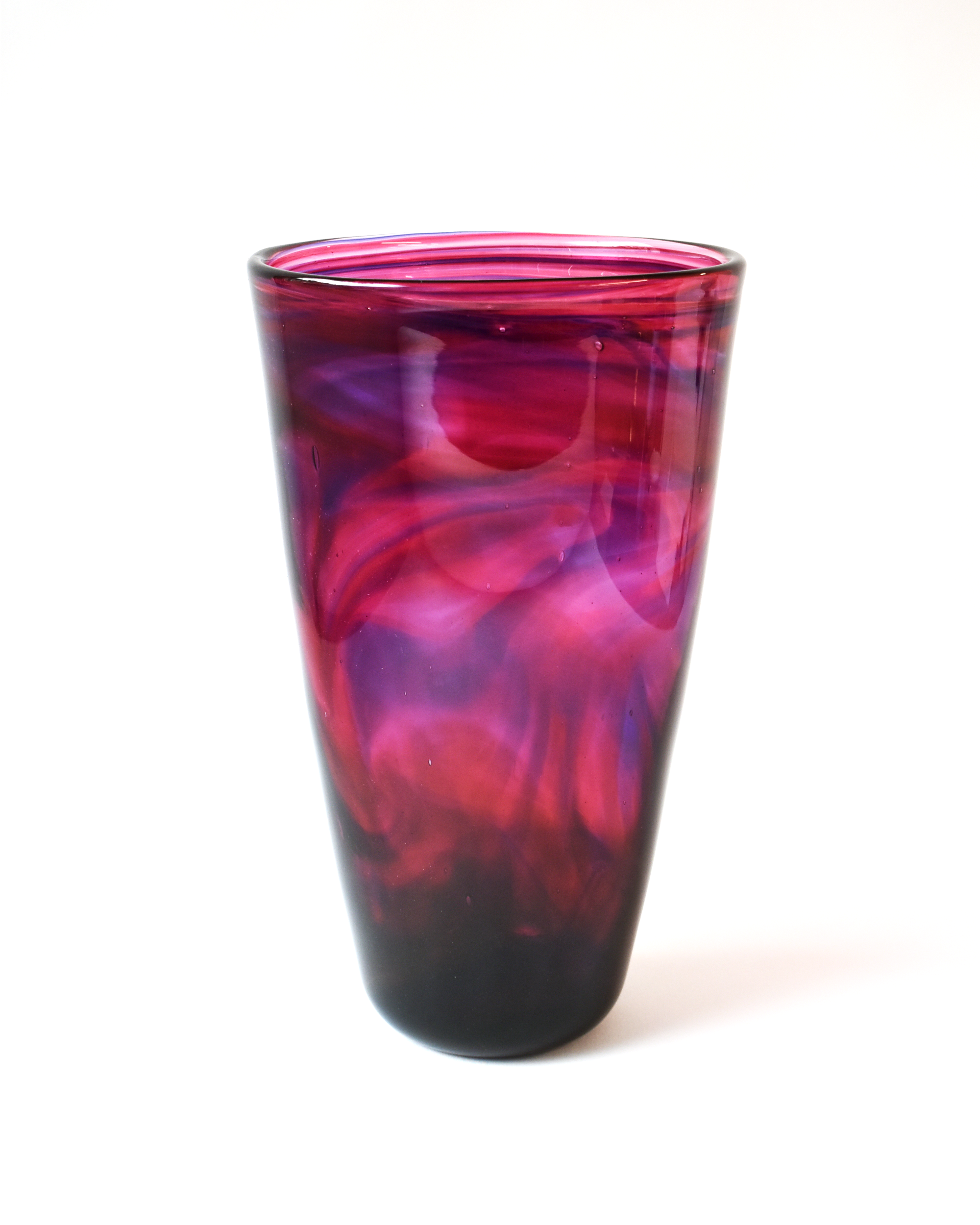 Royal Magenta Blown Glass Bucket Vase
