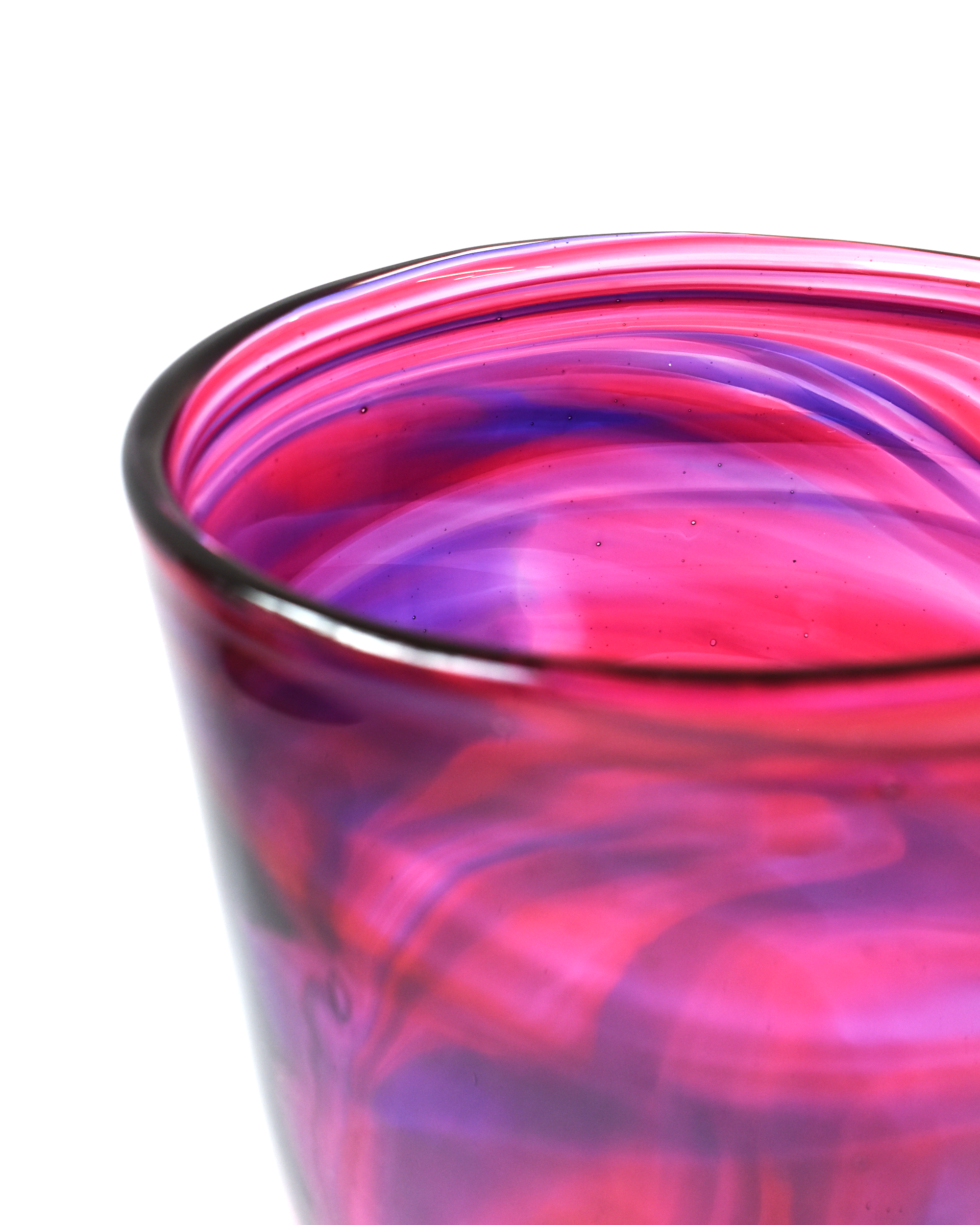 Royal Magenta Blown Glass Bucket Vase