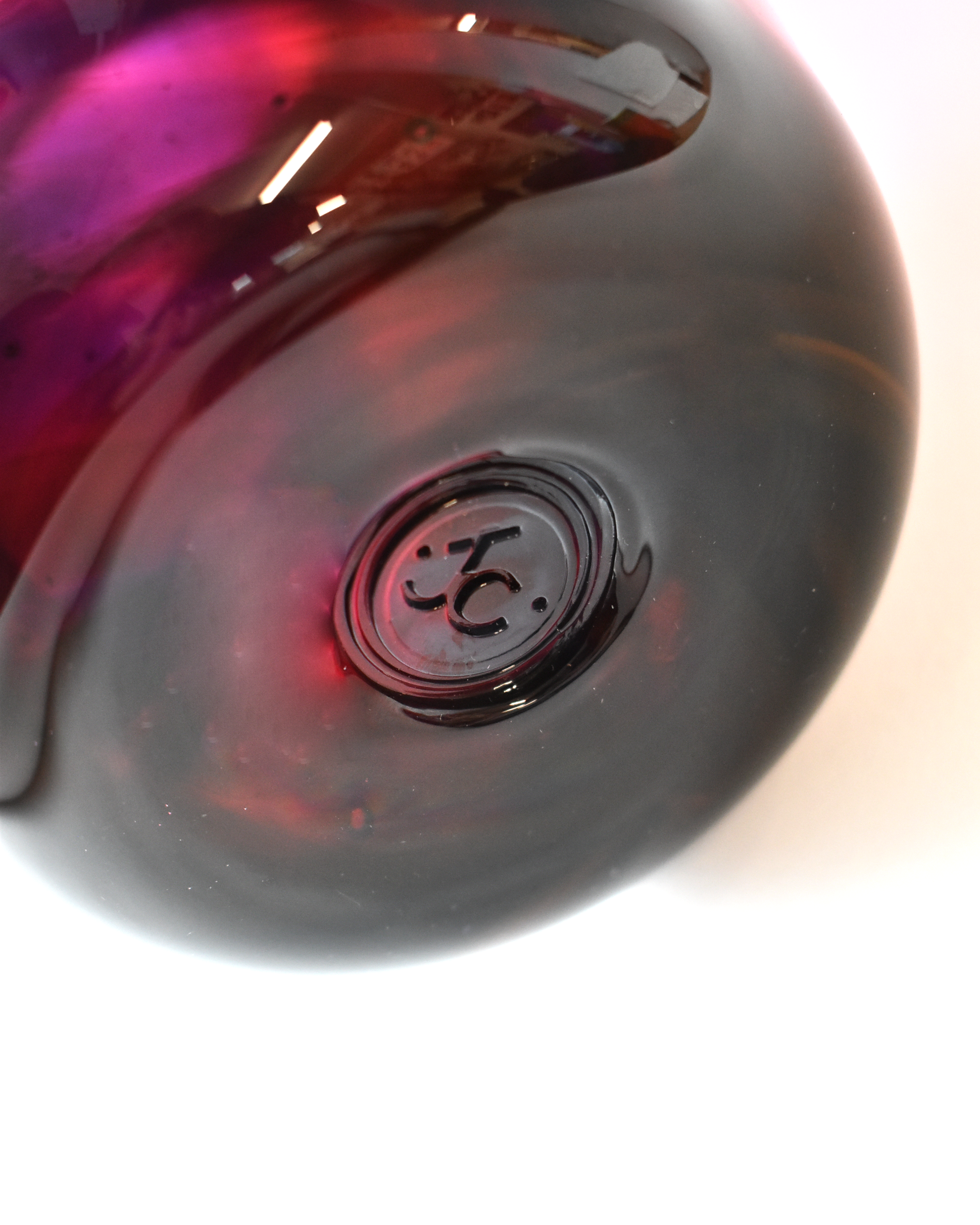 Royal Magenta Blown Glass Bucket Vase