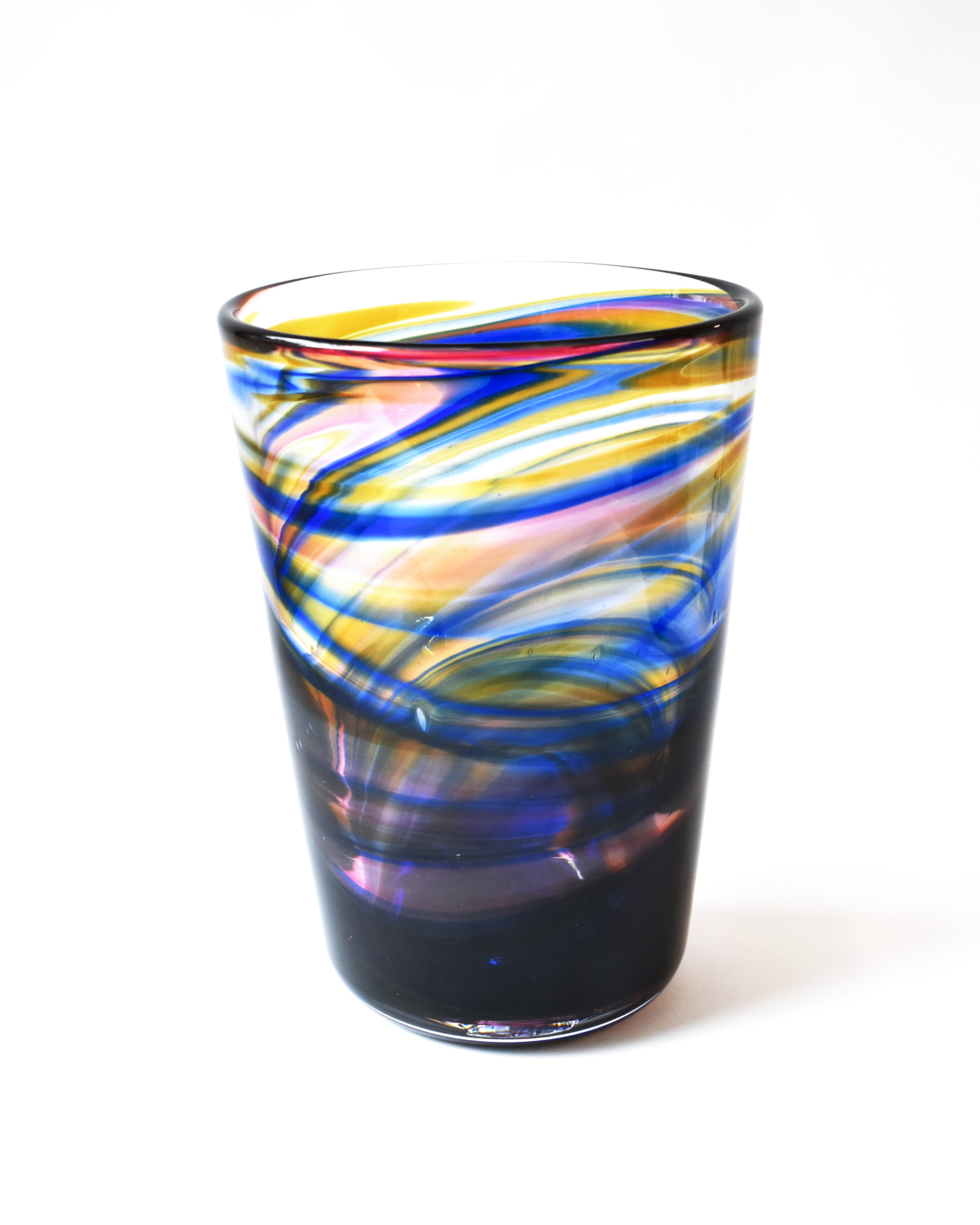 Twilight Swirl Blown Glass Bucket Vase