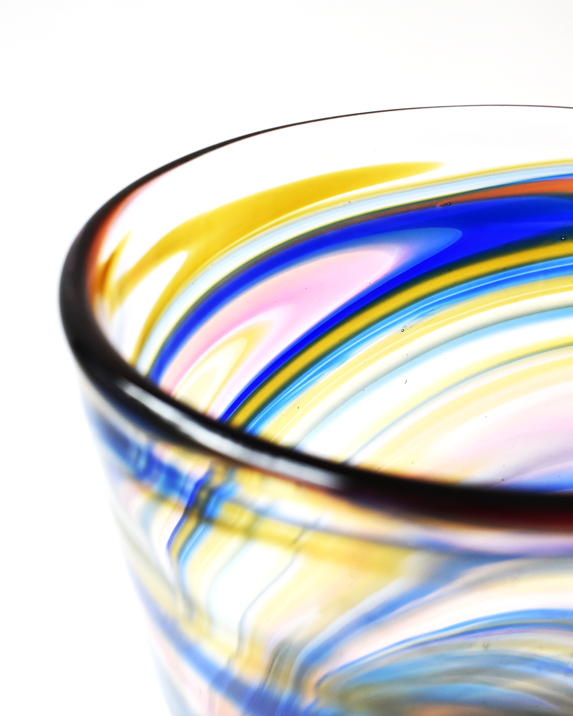 Twilight Swirl Blown Glass Bucket Vase