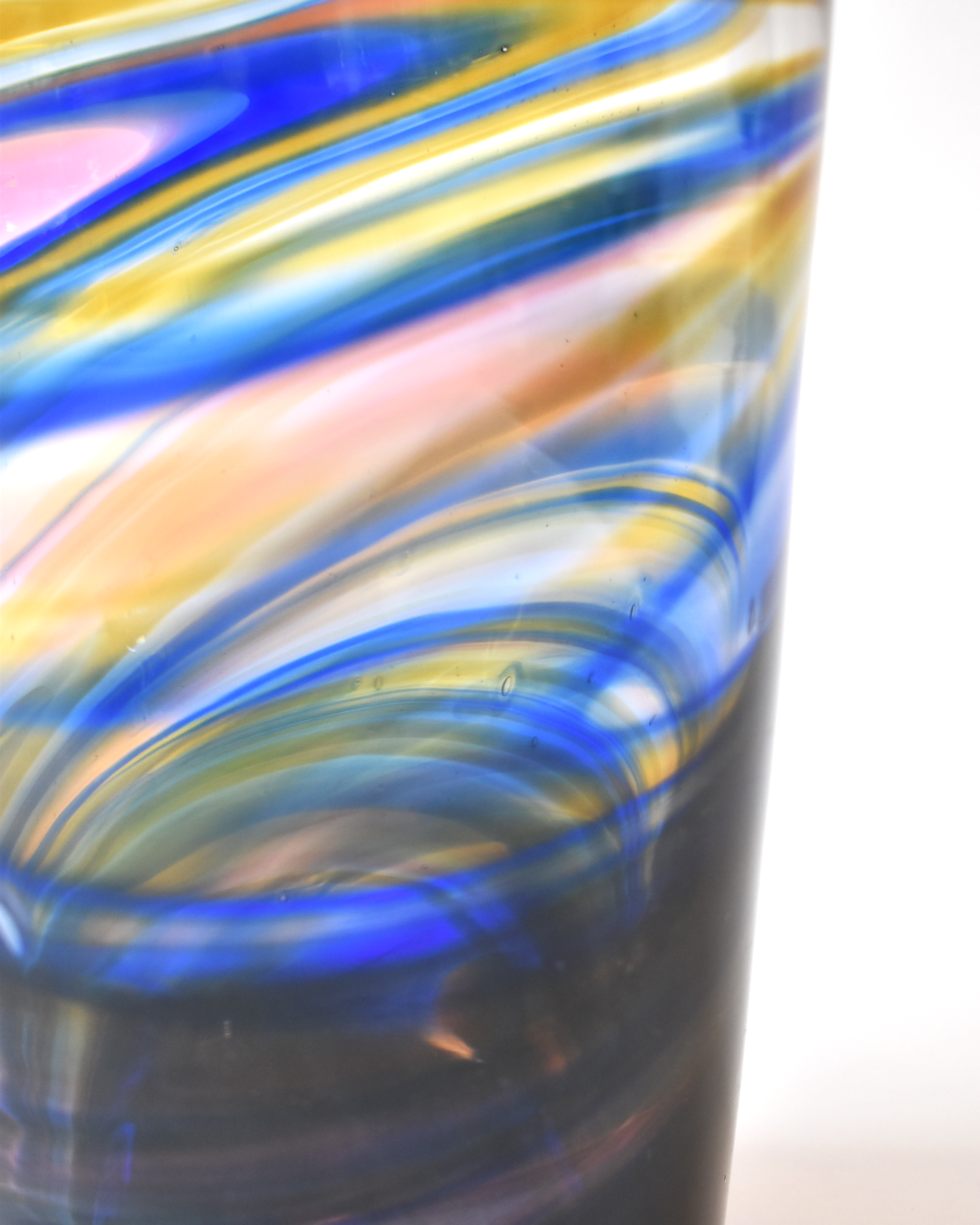 Twilight Swirl Blown Glass Bucket Vase