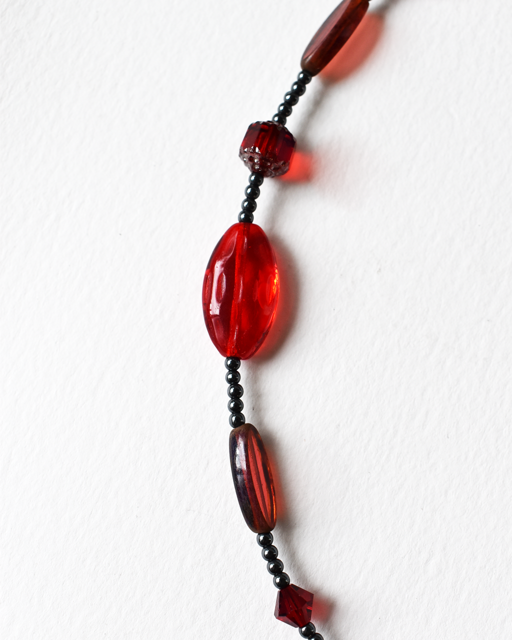 Vibrant Red Blown Glass Beaded Necklace