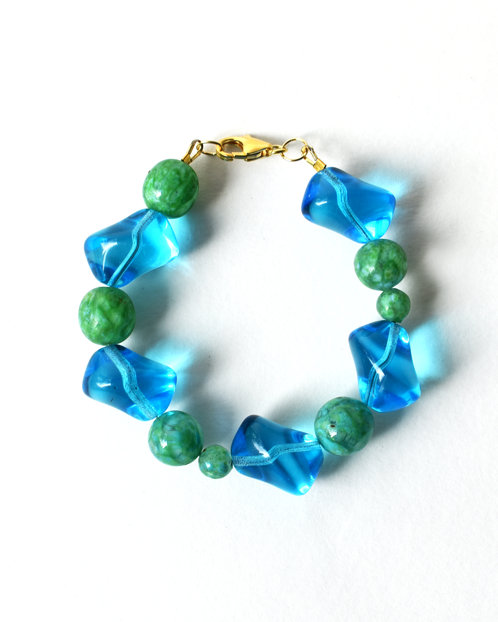 Blue Glass Agate Bobble Bracelet