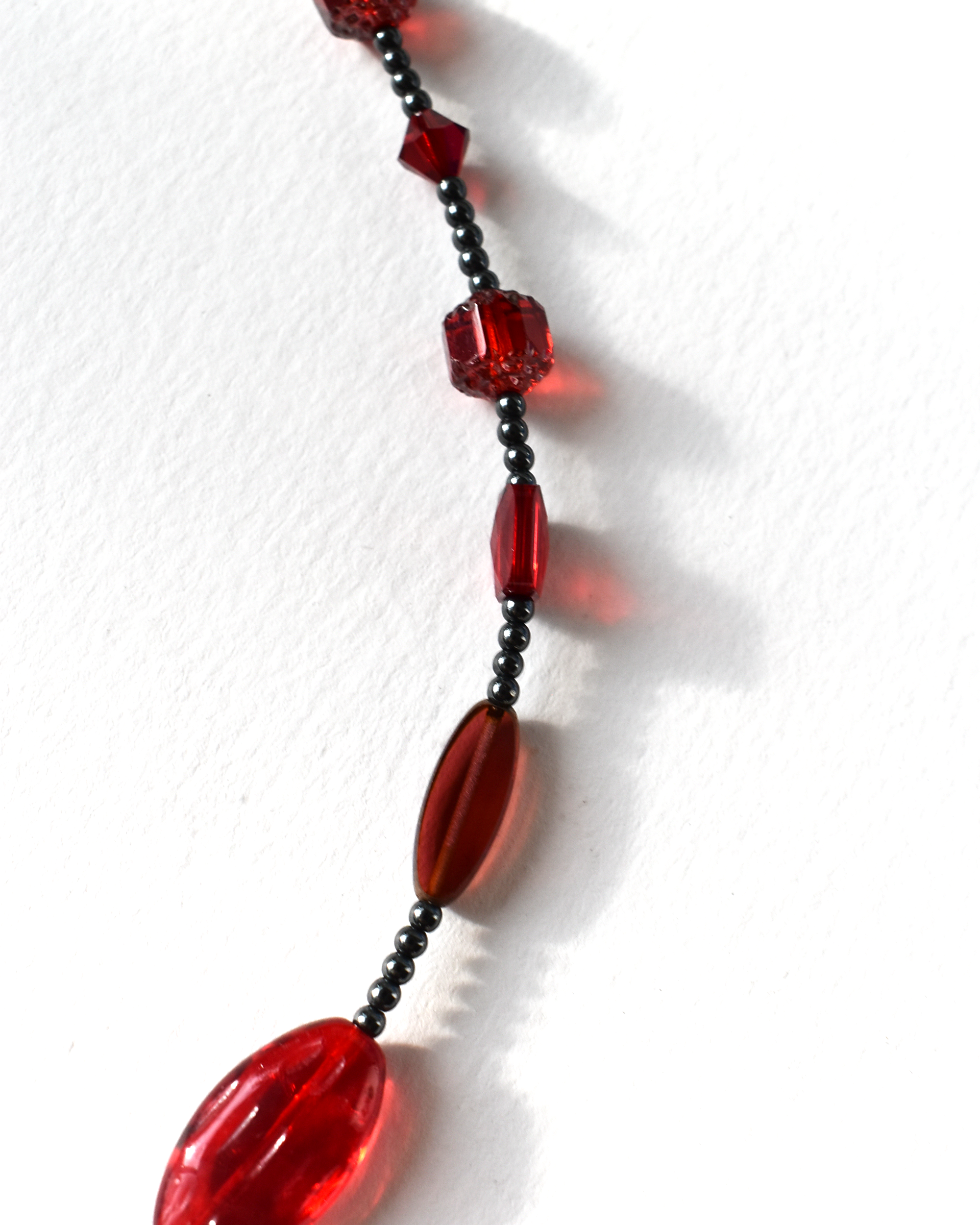 Vibrant Red Blown Glass Beaded Necklace