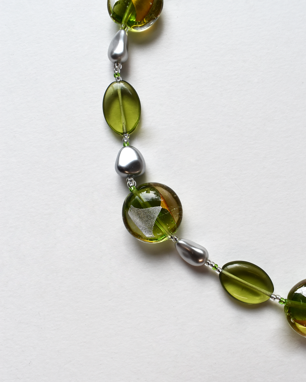 Venetian Green Glass Beaded Necklace