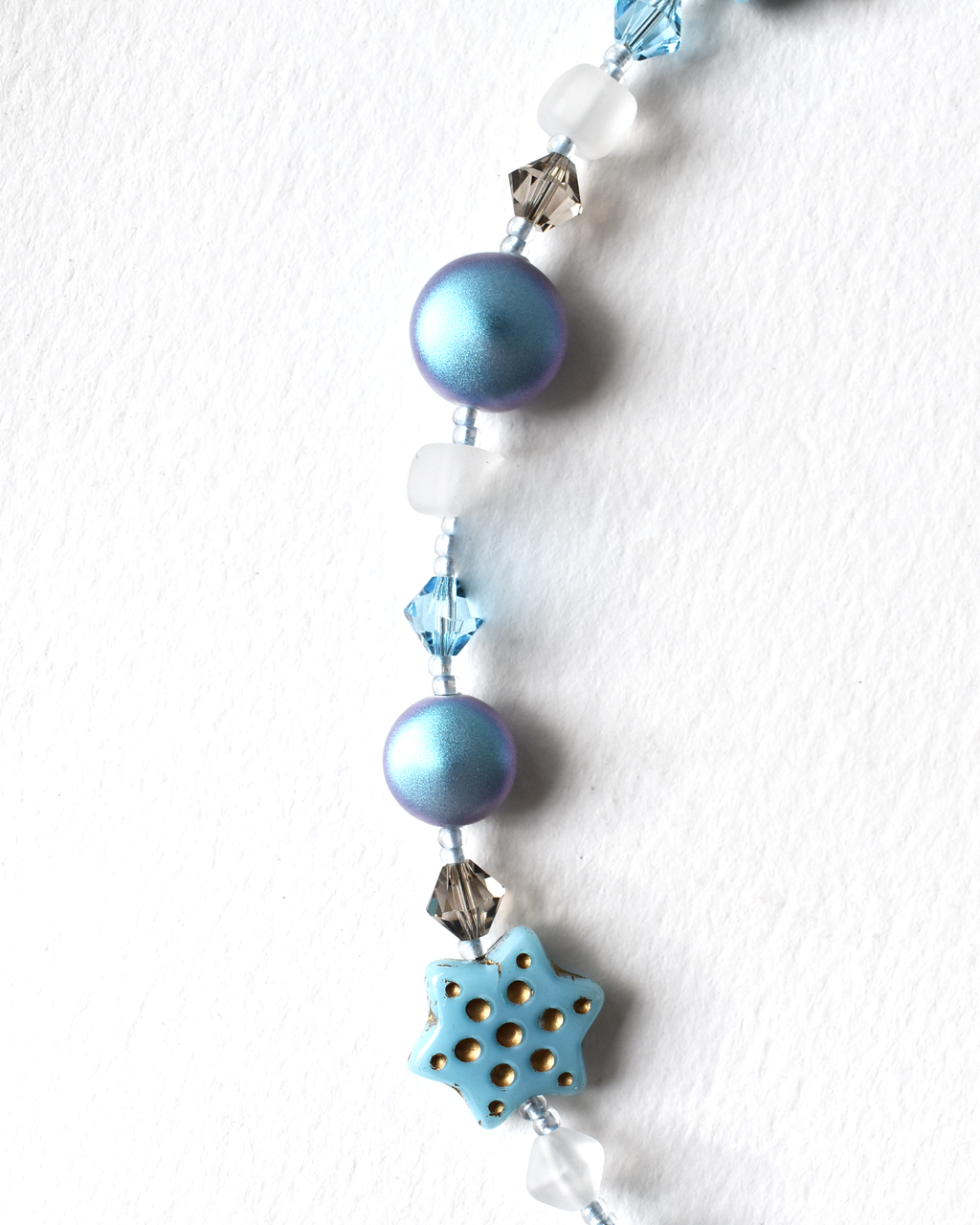 Pale Blue Shimmer Star Beaded Necklace