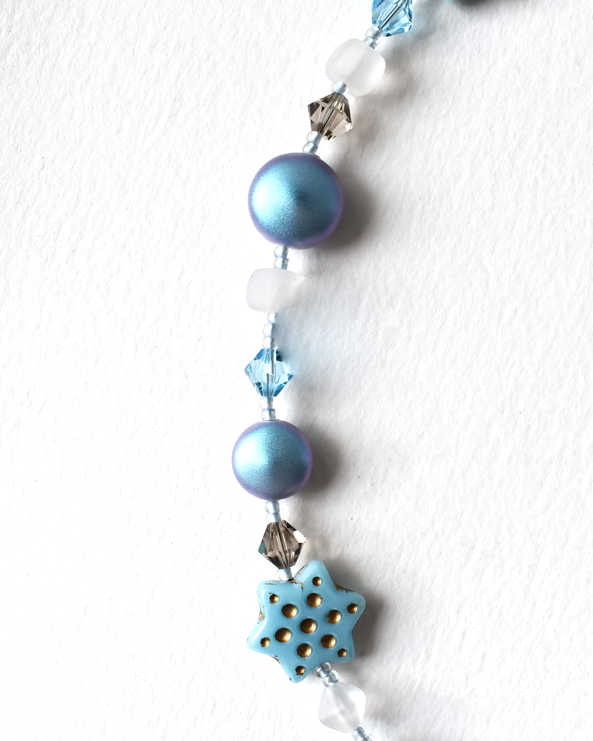 Pale Blue Shimmer Star Beaded Necklace