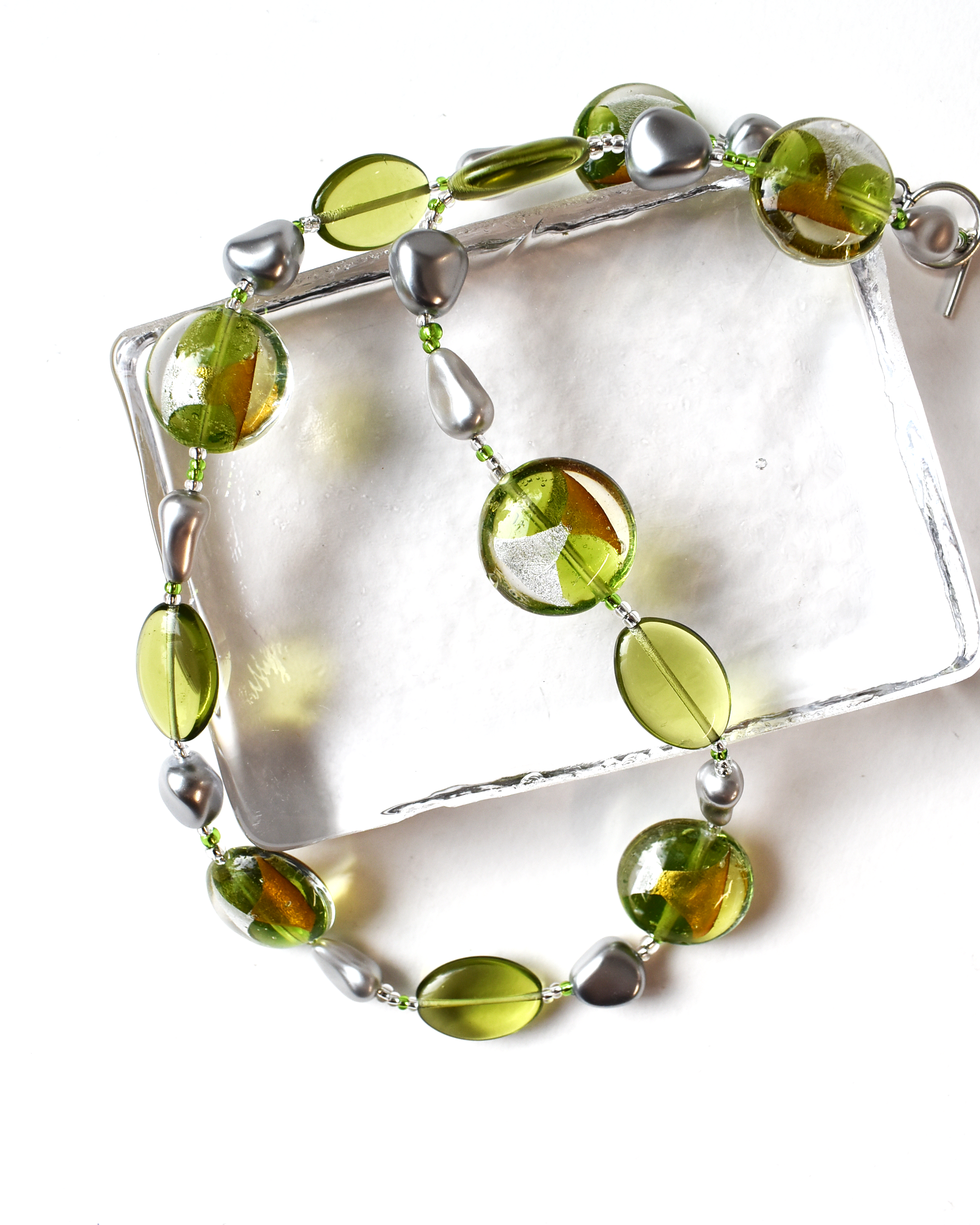 Venetian Green Glass Beaded Necklace