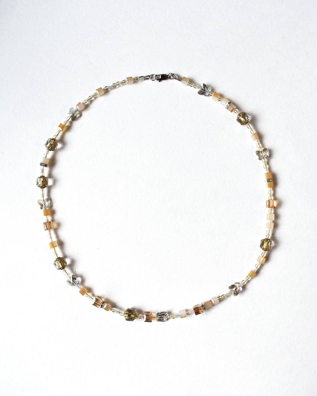 Golden Champagne Crystal Beaded Necklace