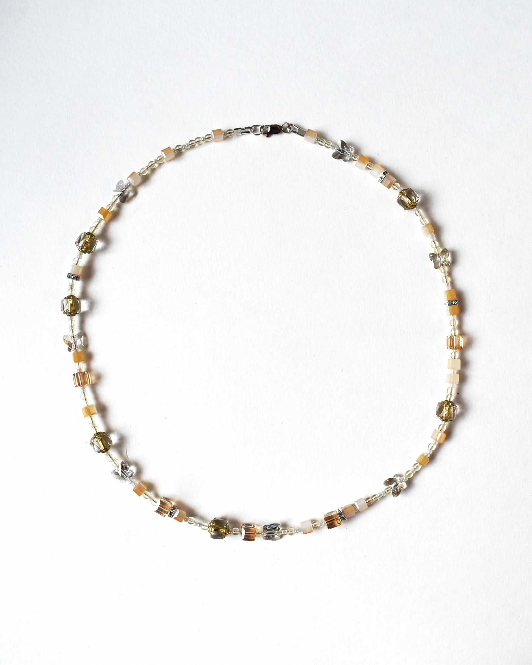 Golden Champagne Crystal Beaded Necklace