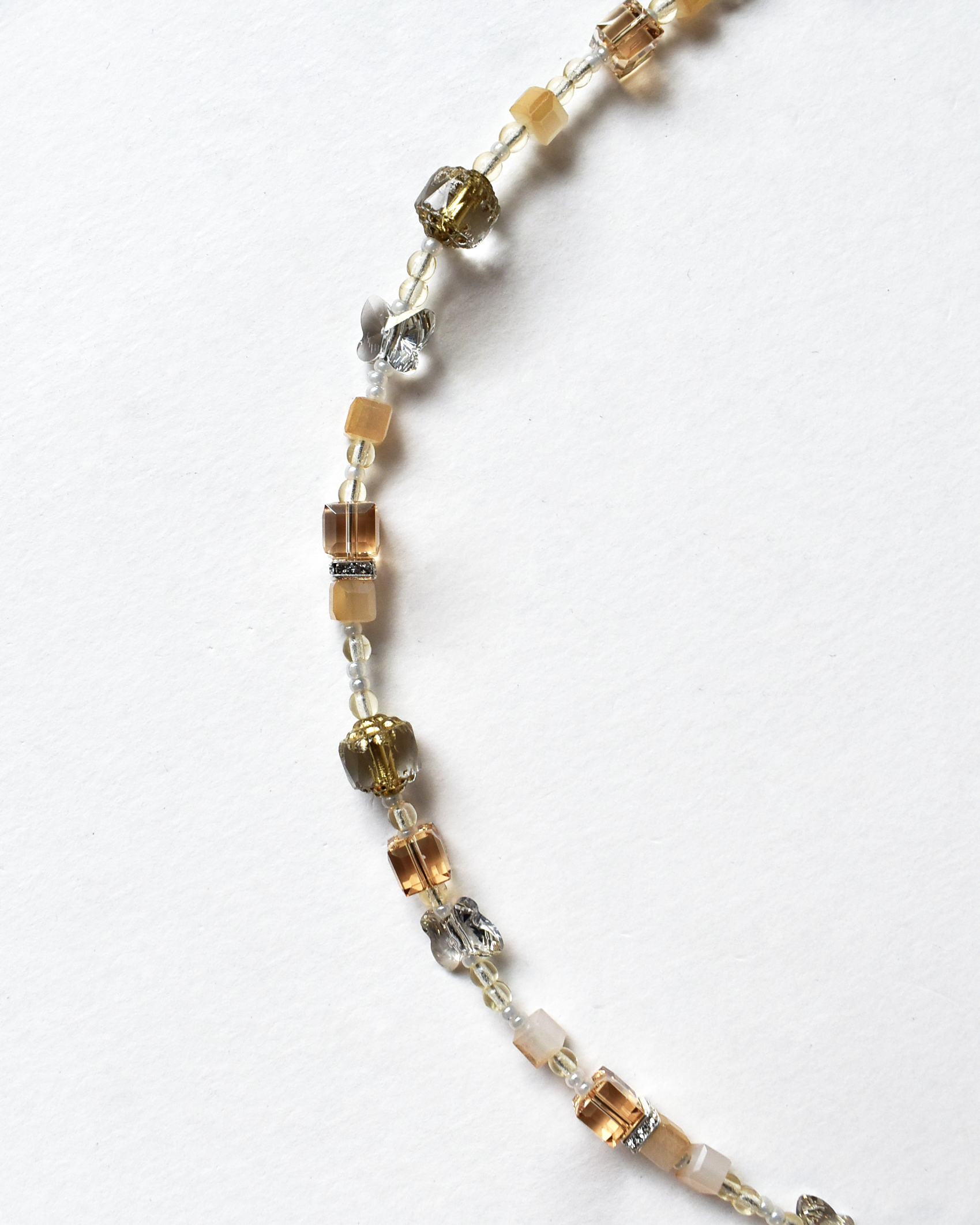 Golden Champagne Crystal Beaded Necklace