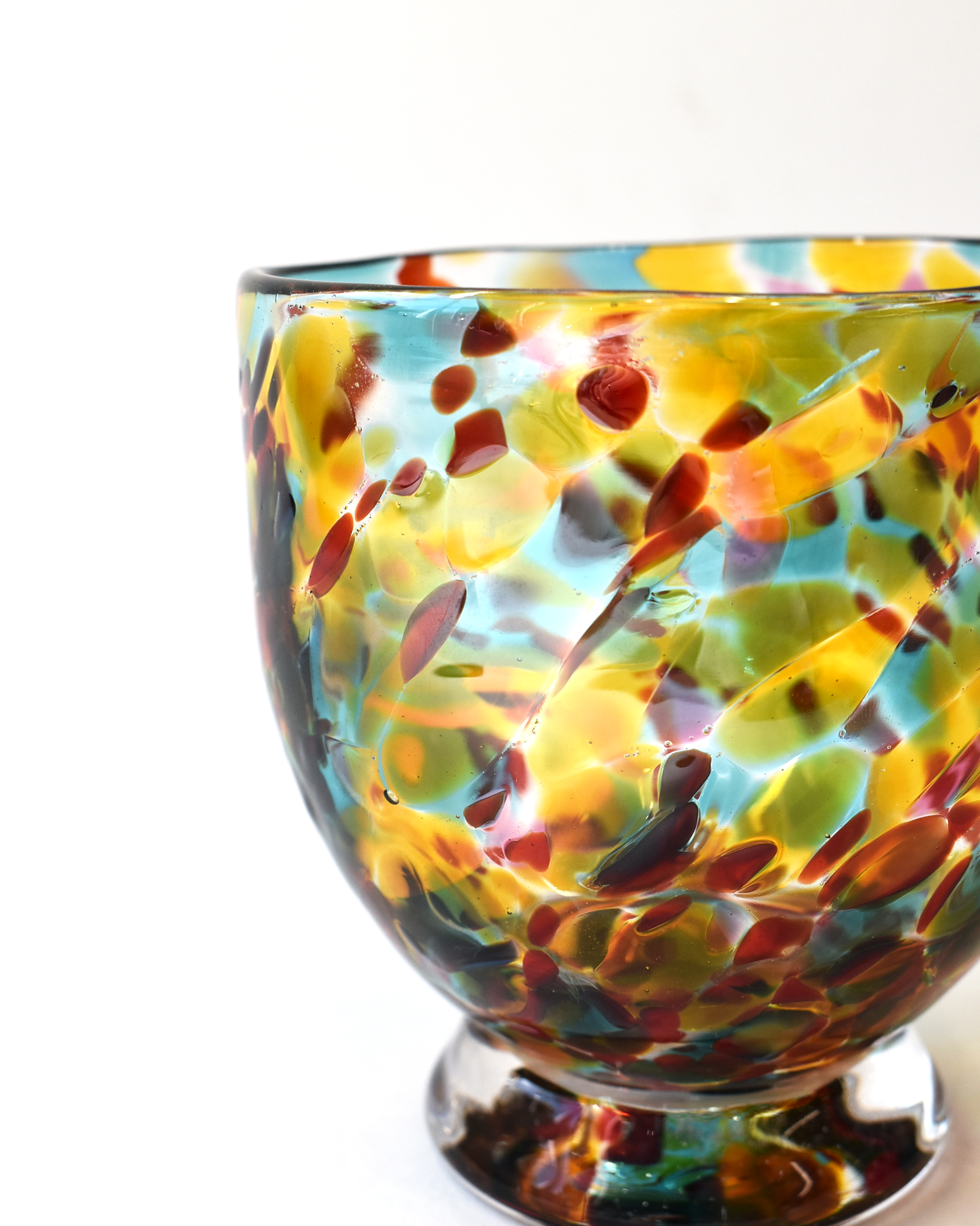 Handblown Amber & Multicoloured Confetti Bon-Bon Bowl (S)