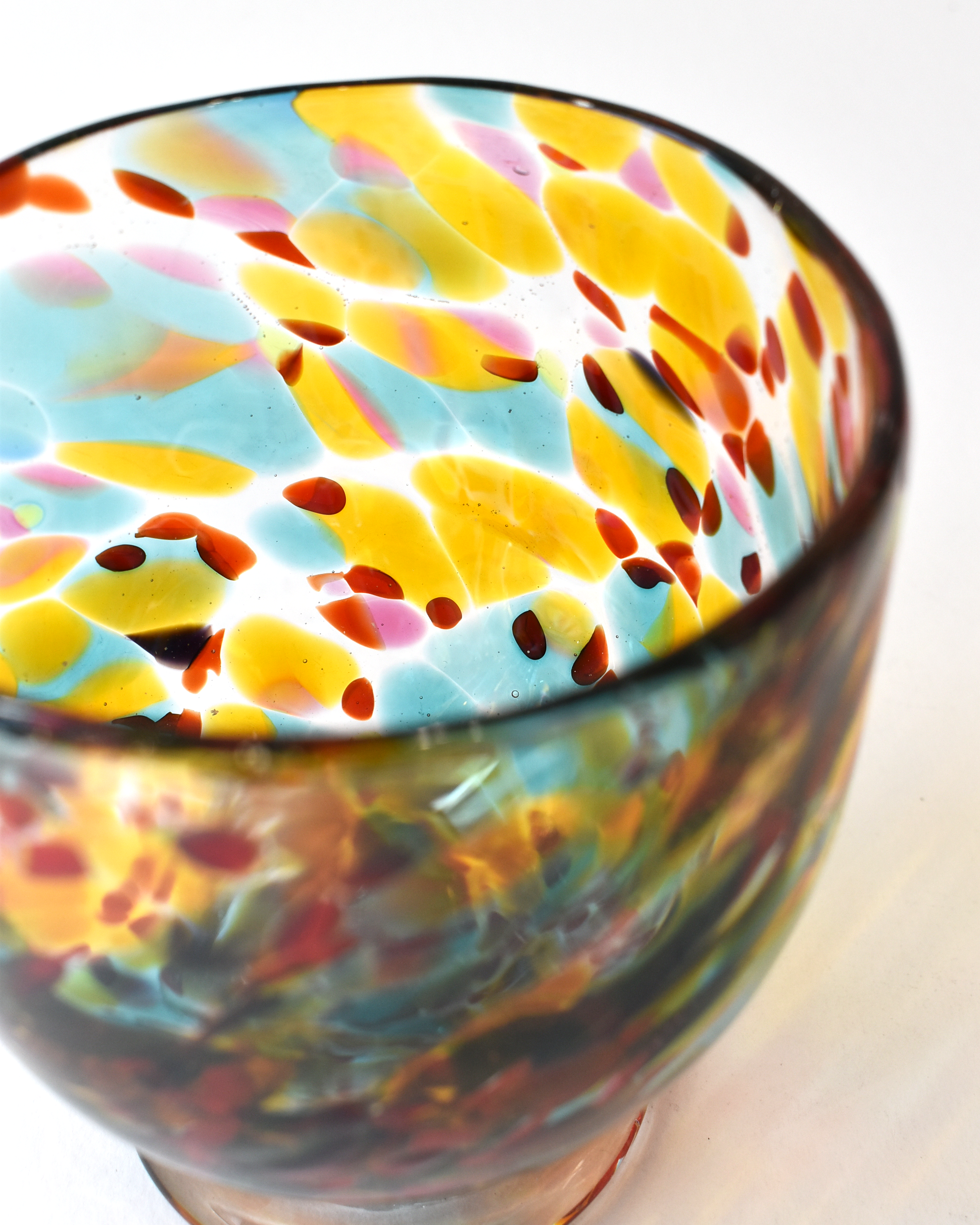 Handblown Amber & Multicoloured Confetti Bon-Bon Bowl (S)
