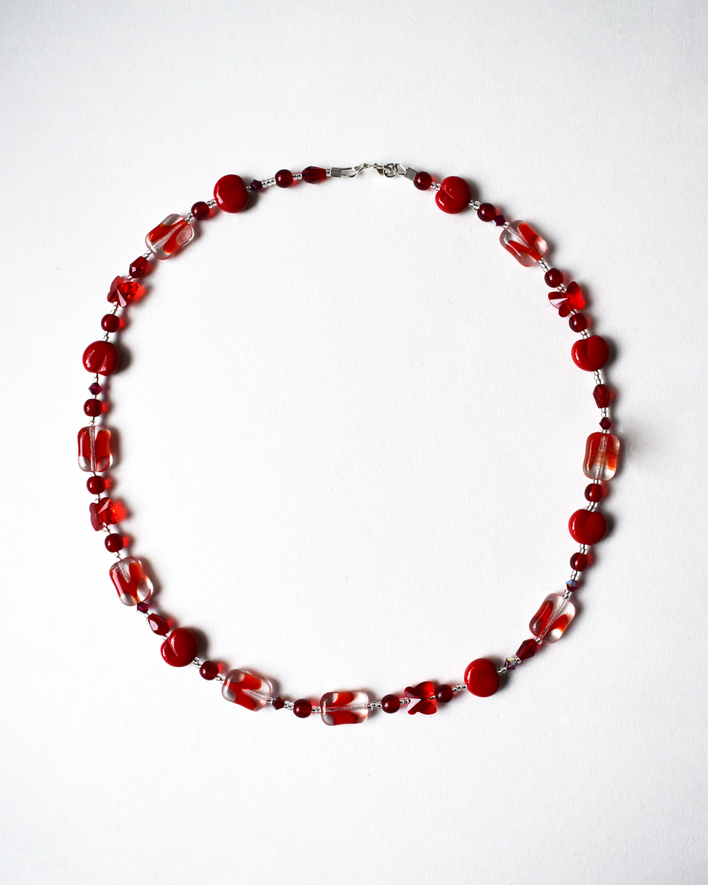 Vibrant Red Beaded Necklace