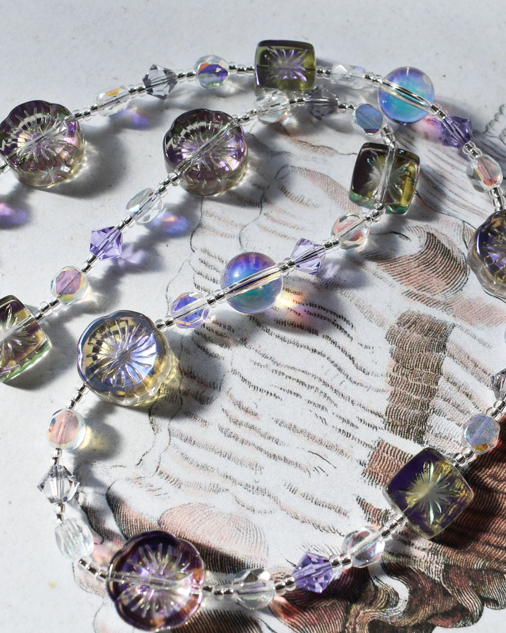 'Ethereal Lilac Bloom' Bead Necklace