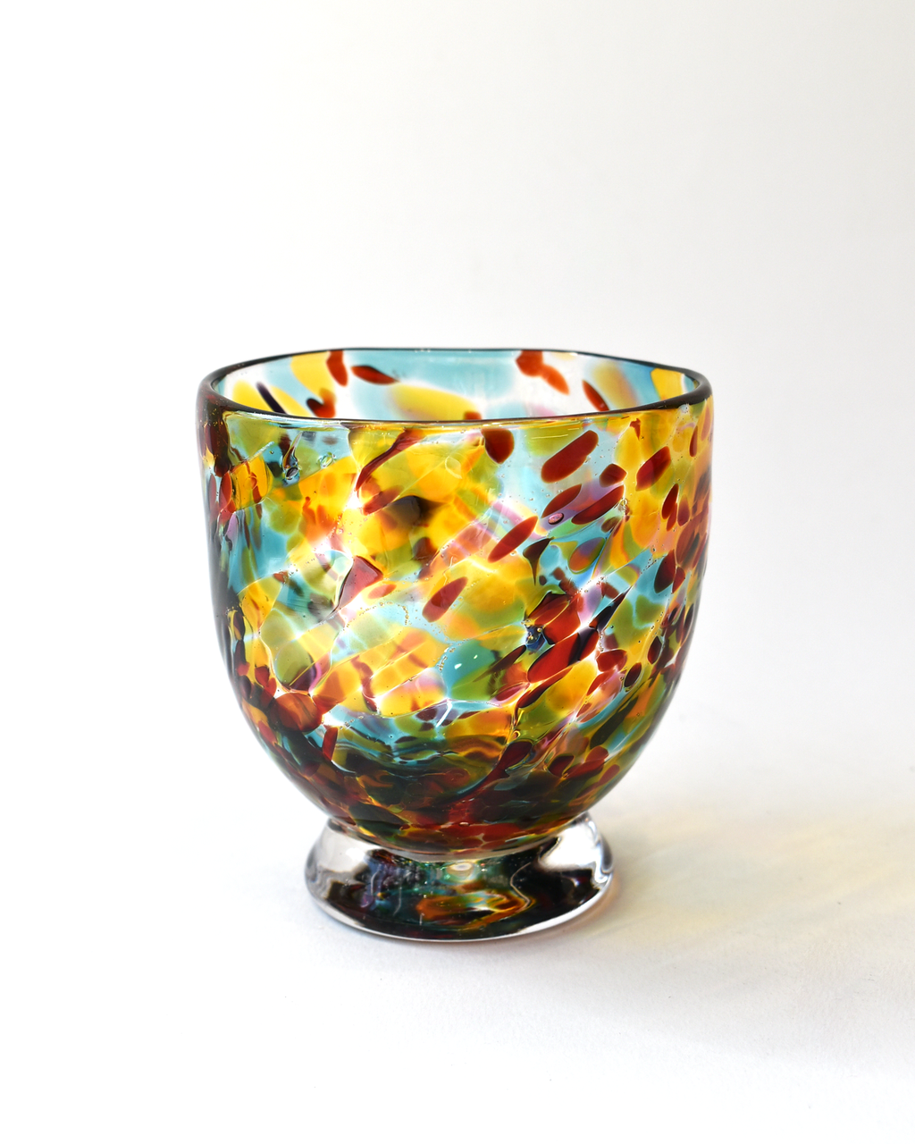 Handblown Amber & Multicoloured Confetti Bon-Bon Bowl (S)