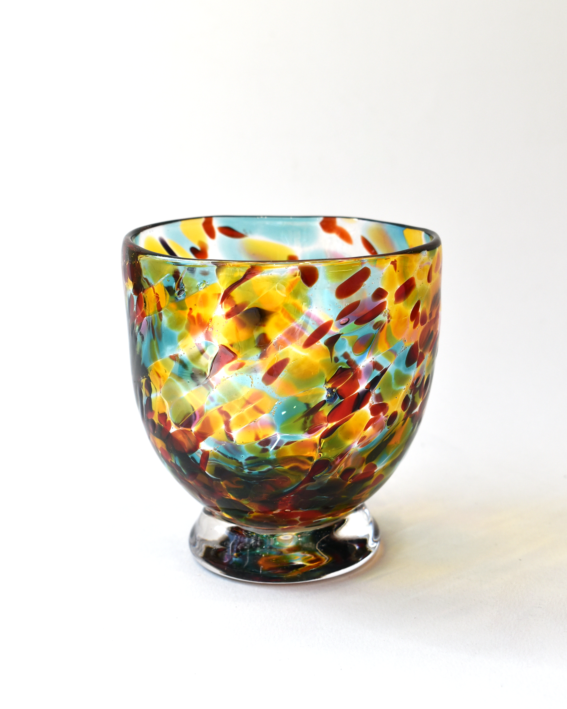 Handblown Amber & Multicoloured Confetti Bon-Bon Bowl (S)