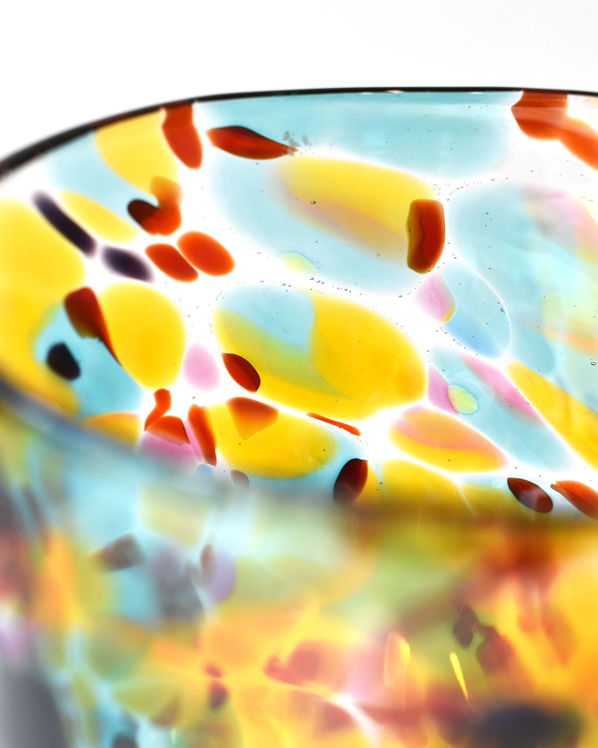 Handblown Amber & Multicoloured Confetti Bon-Bon Bowl (S)