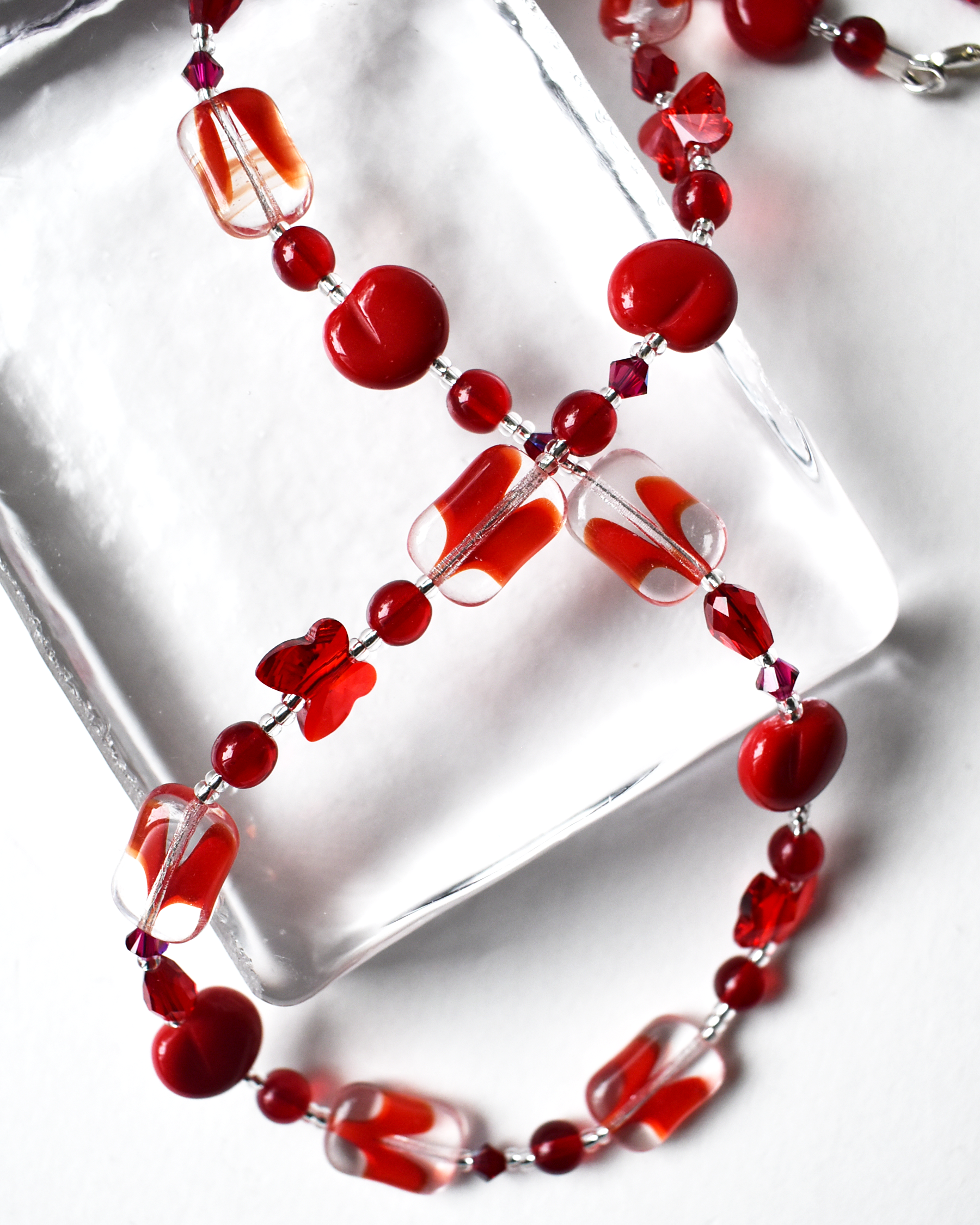Vibrant Red Beaded Necklace