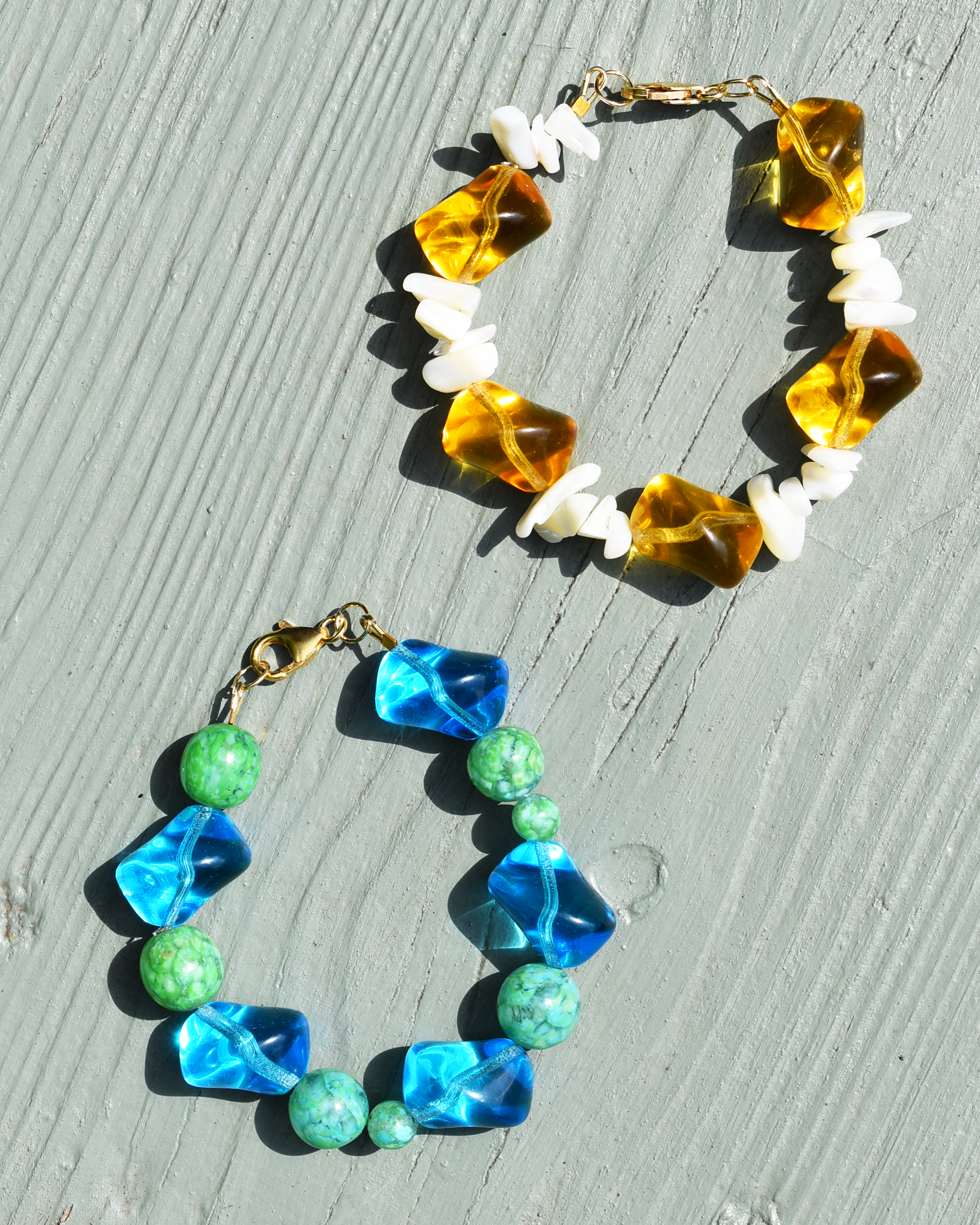 Blue Glass Agate Bobble Bracelet