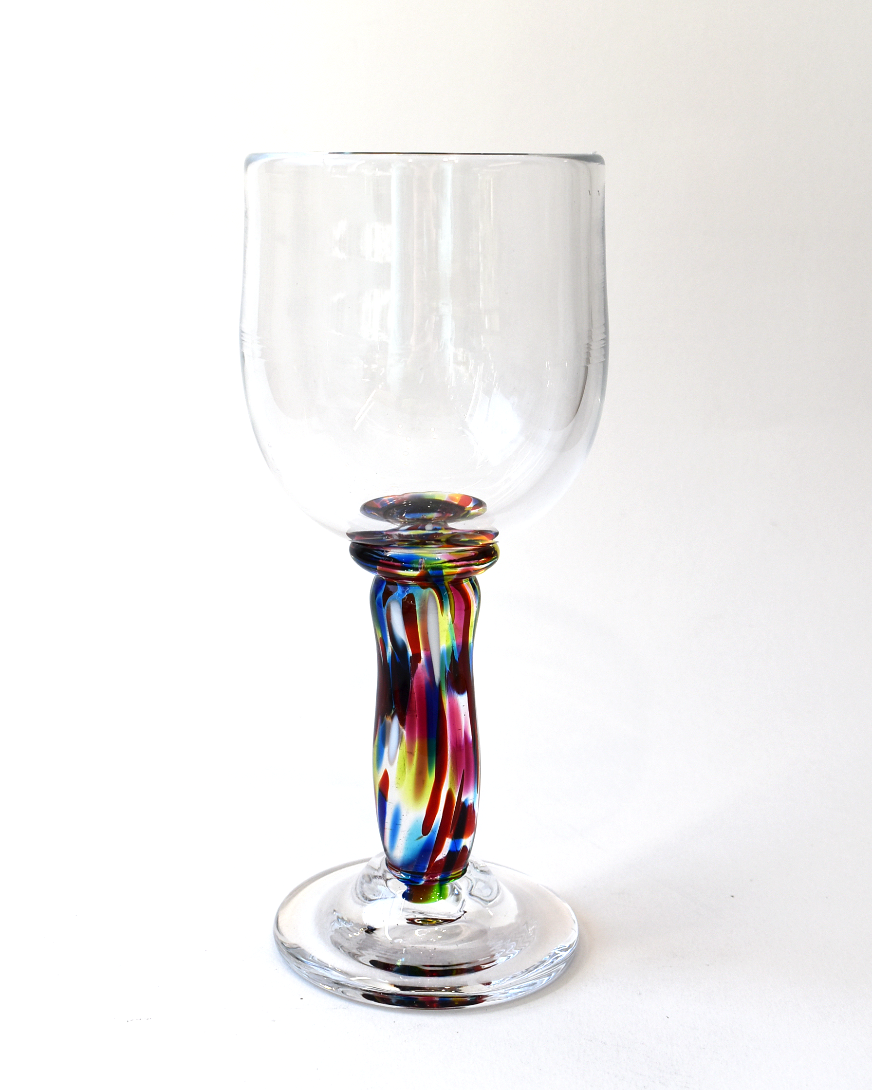 Handblown Multicoloured Stem Wine Glass