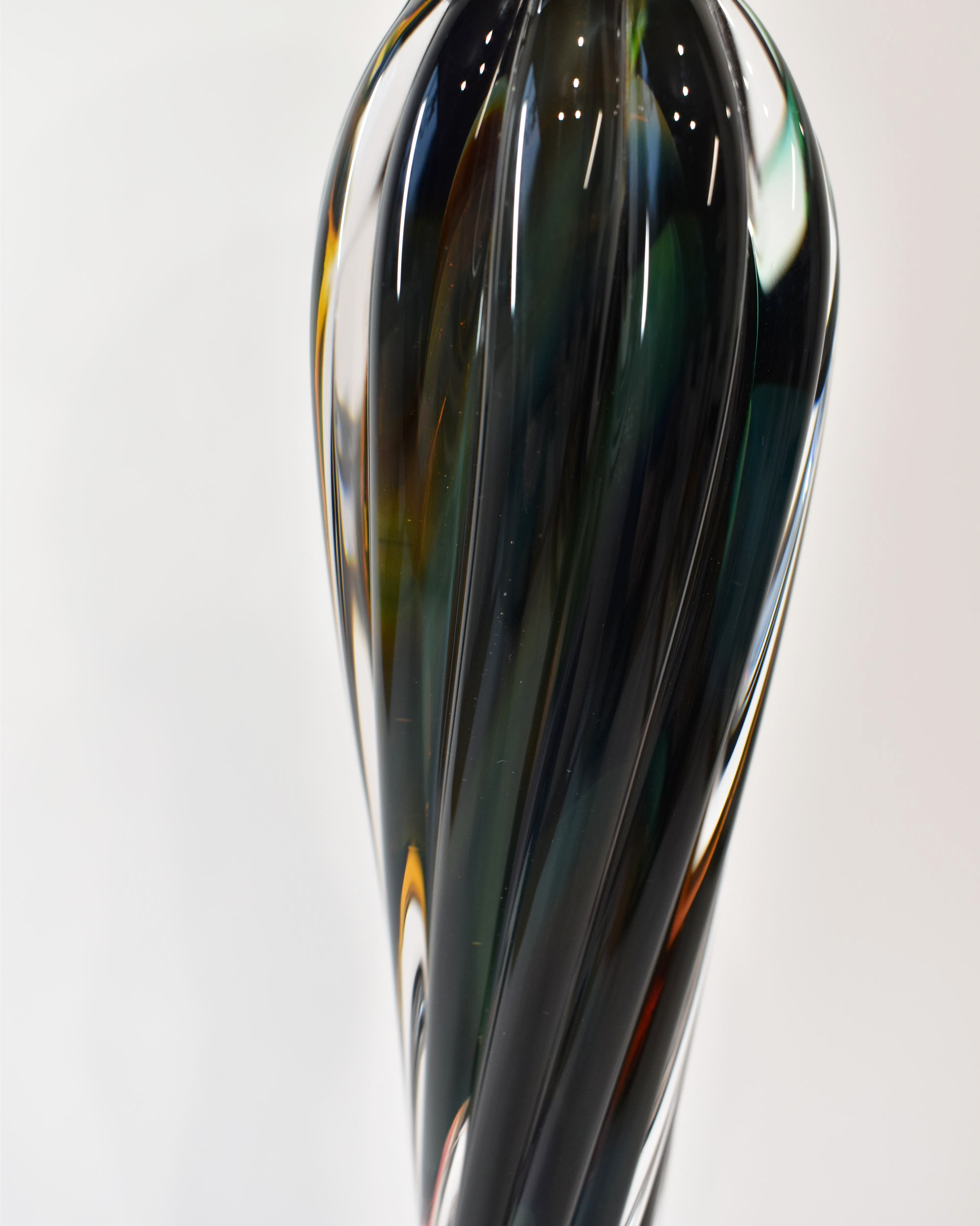 Handblown Dark Streaky Glass Barley Twist Candlestick